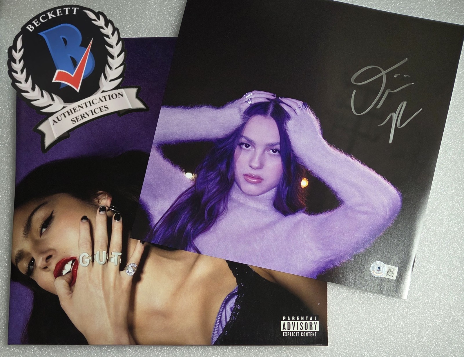 OLIVIA RODRIGO AUTOGRAPHED ART CARD BECKETT BAS COA W/ RECORD POP SIGNED MUSIC
