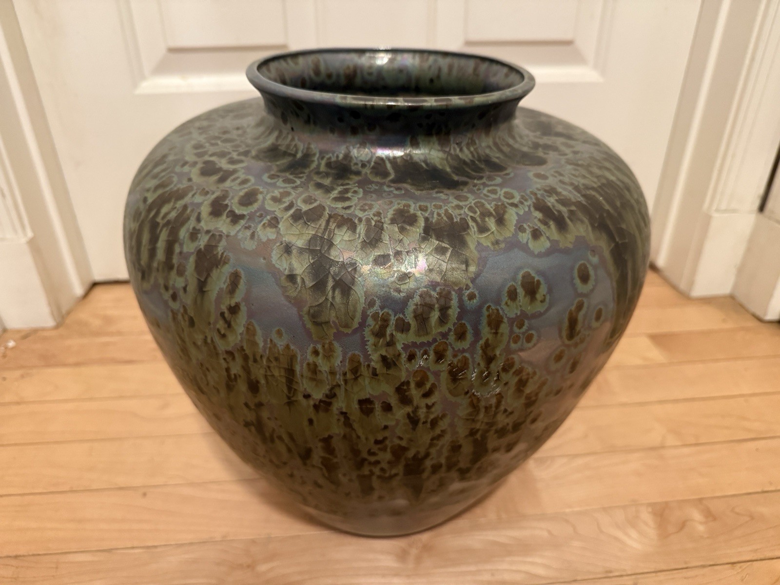 HTF Large Bill Campbell Studio Art Pottery Vase Blue Drip Glaze Purple Flambeaux HTF Large Bill Campbell Studio Art Pottery Vase Blue Drip Glaze Purple Flambeaux