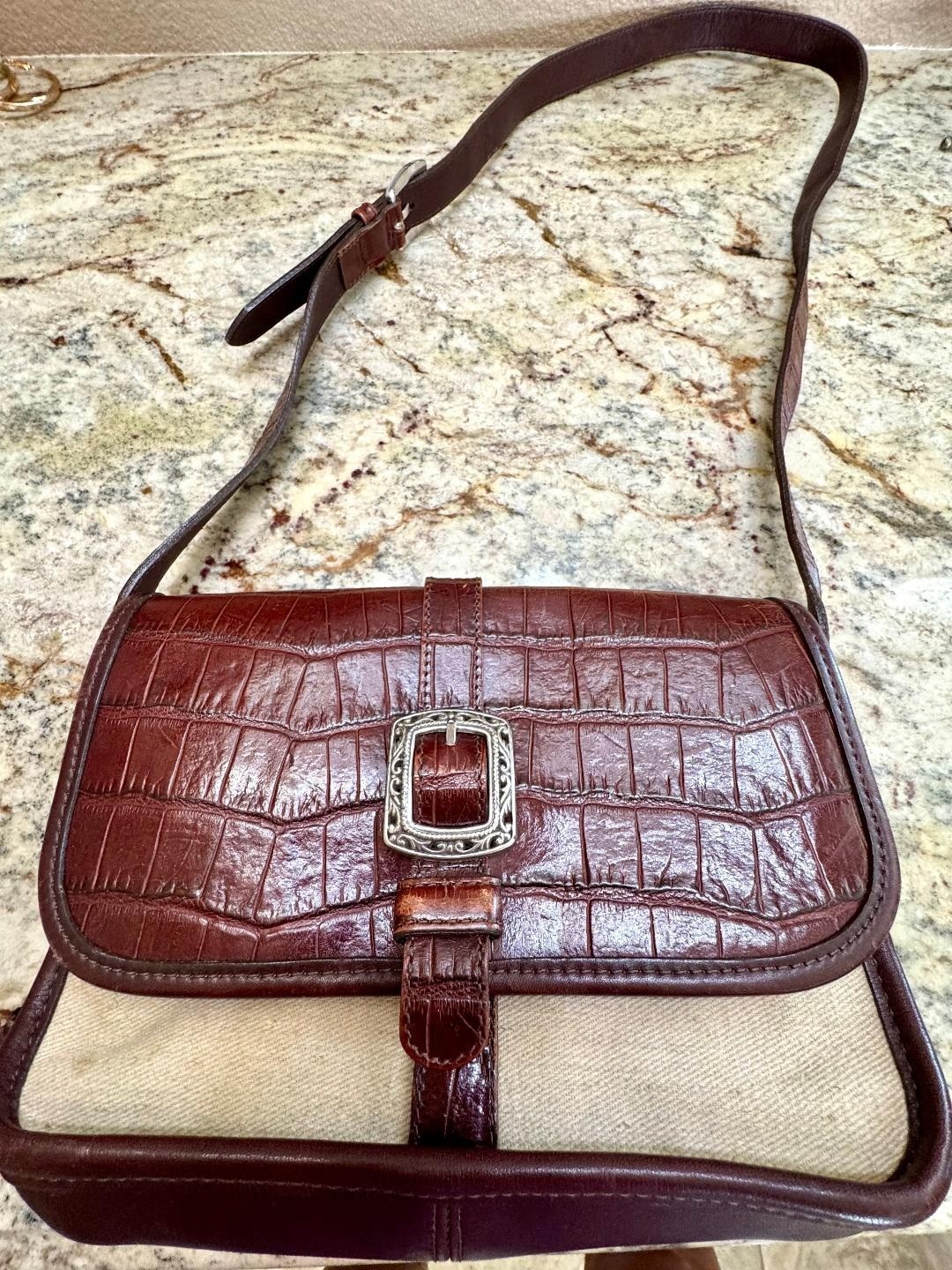 Brighton Brown Leather and Tan Canvas bag Brighton Brown Leather and Tan Canvas bag