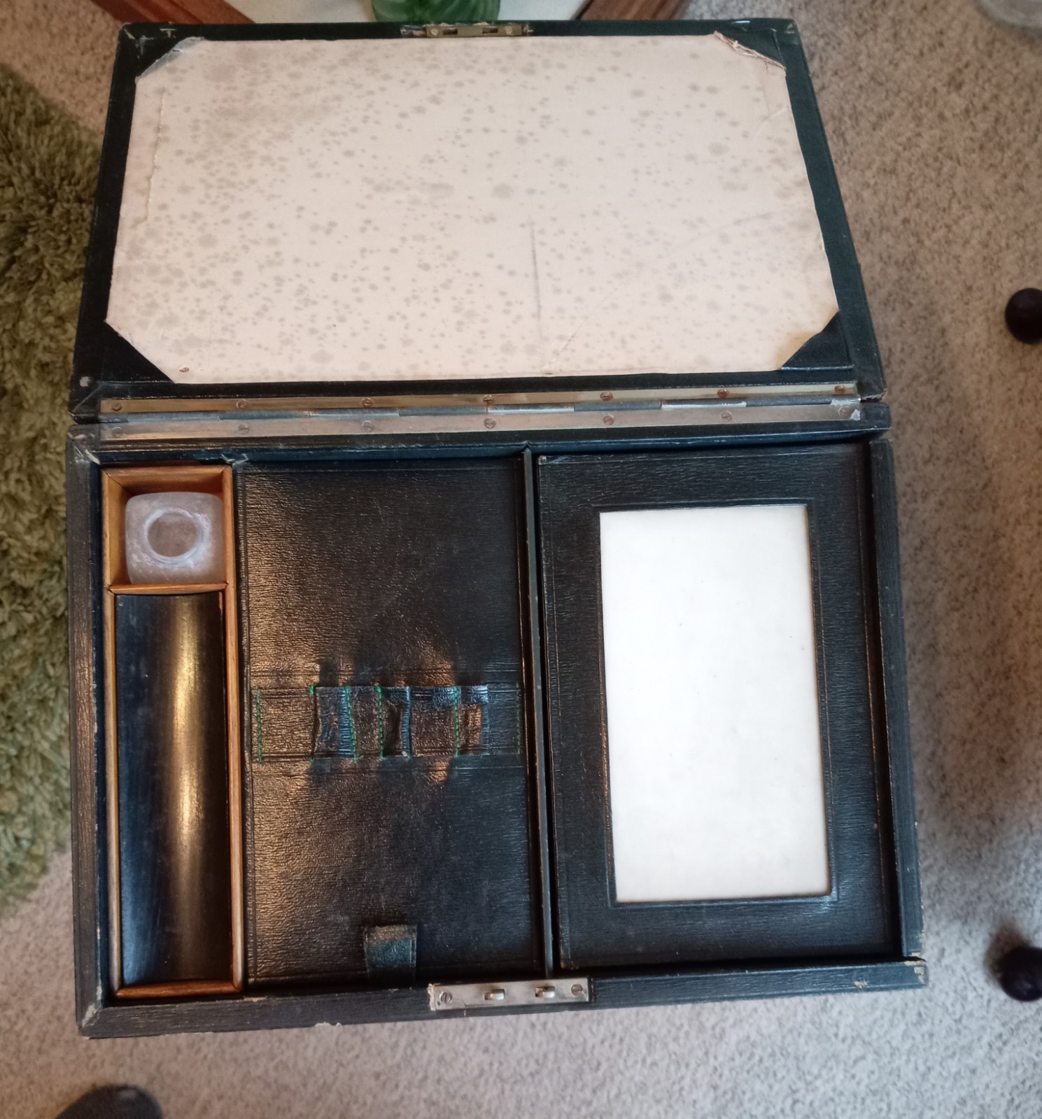 Victorian Leather Cased Stationery Box with Stunning Interior Victorian Leather Cased Stationery Box with Stunning Interior