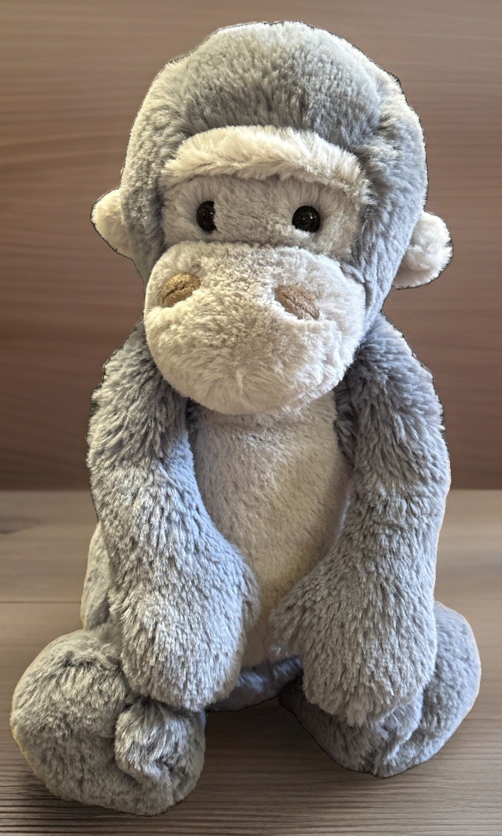 Retired Jellycat Bashful Gorilla Plush Blue Grey Stuffed Animal Medium 12” Rare