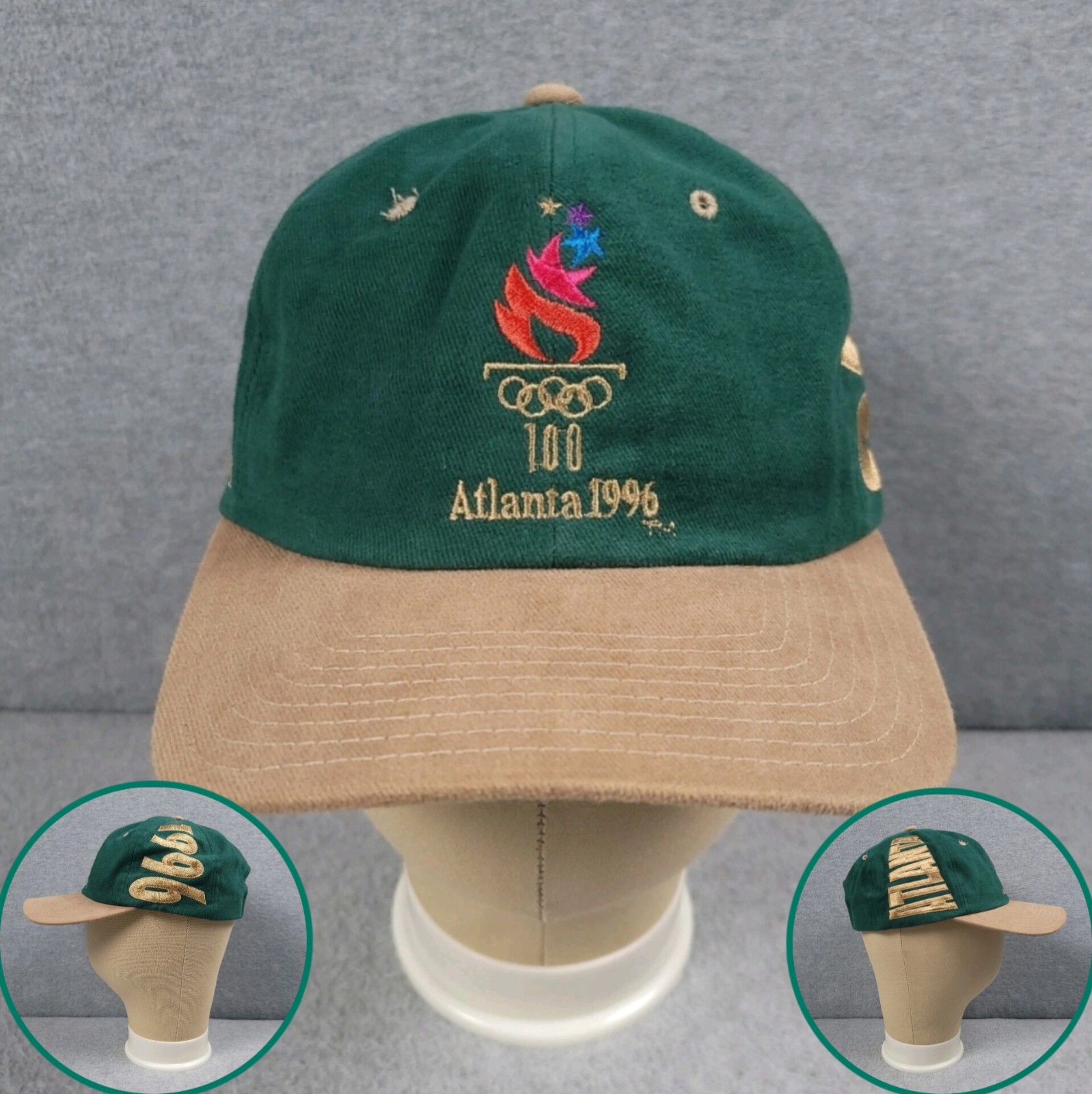 Vintage 1996 Atlanta Olympics Hat Cap Starter Snapback 90s Big Logo Spell Out