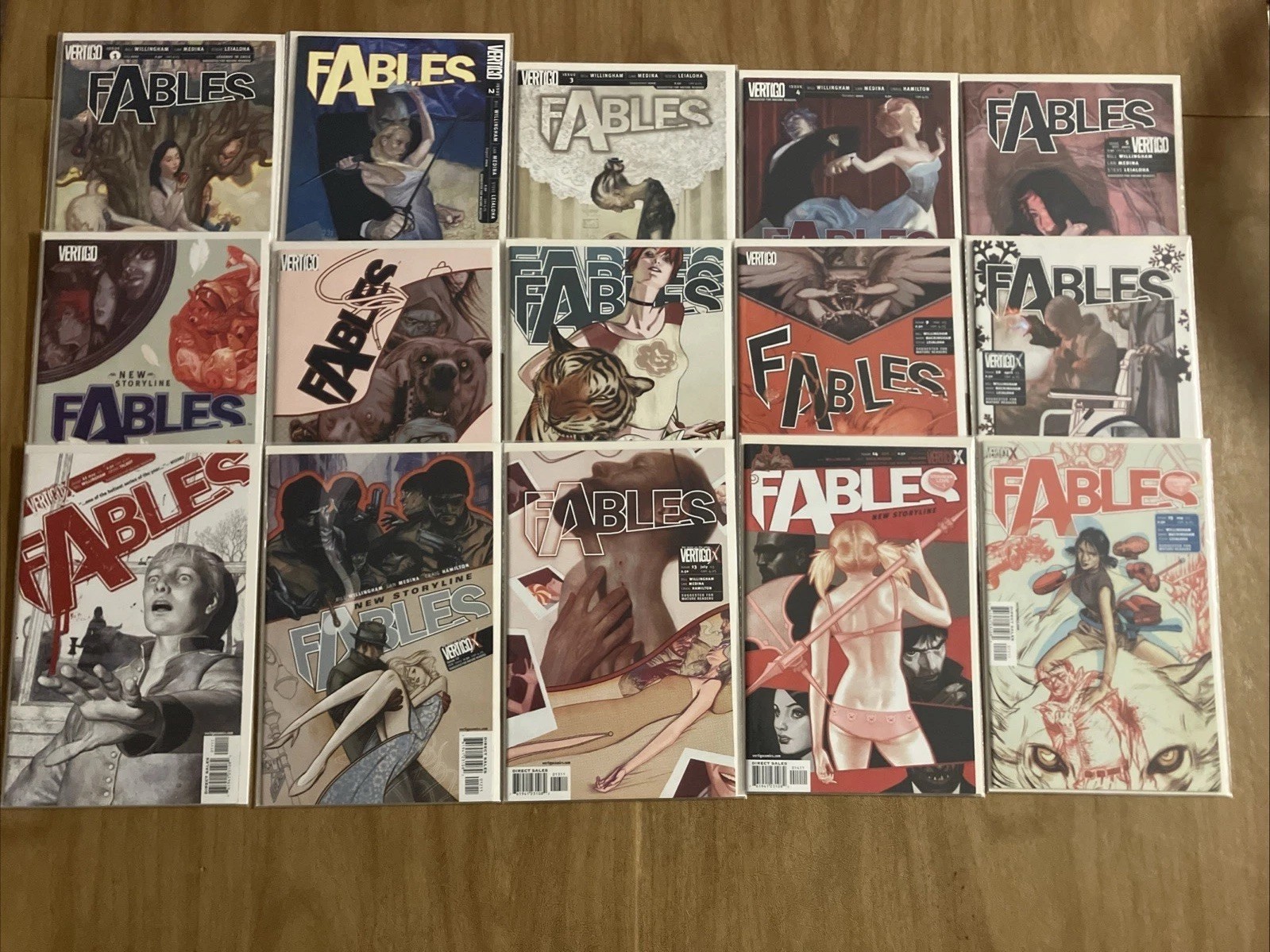 Fables #1-15 Comic Lot, DC Comics Vertigo, 2002 #1 Is Variant