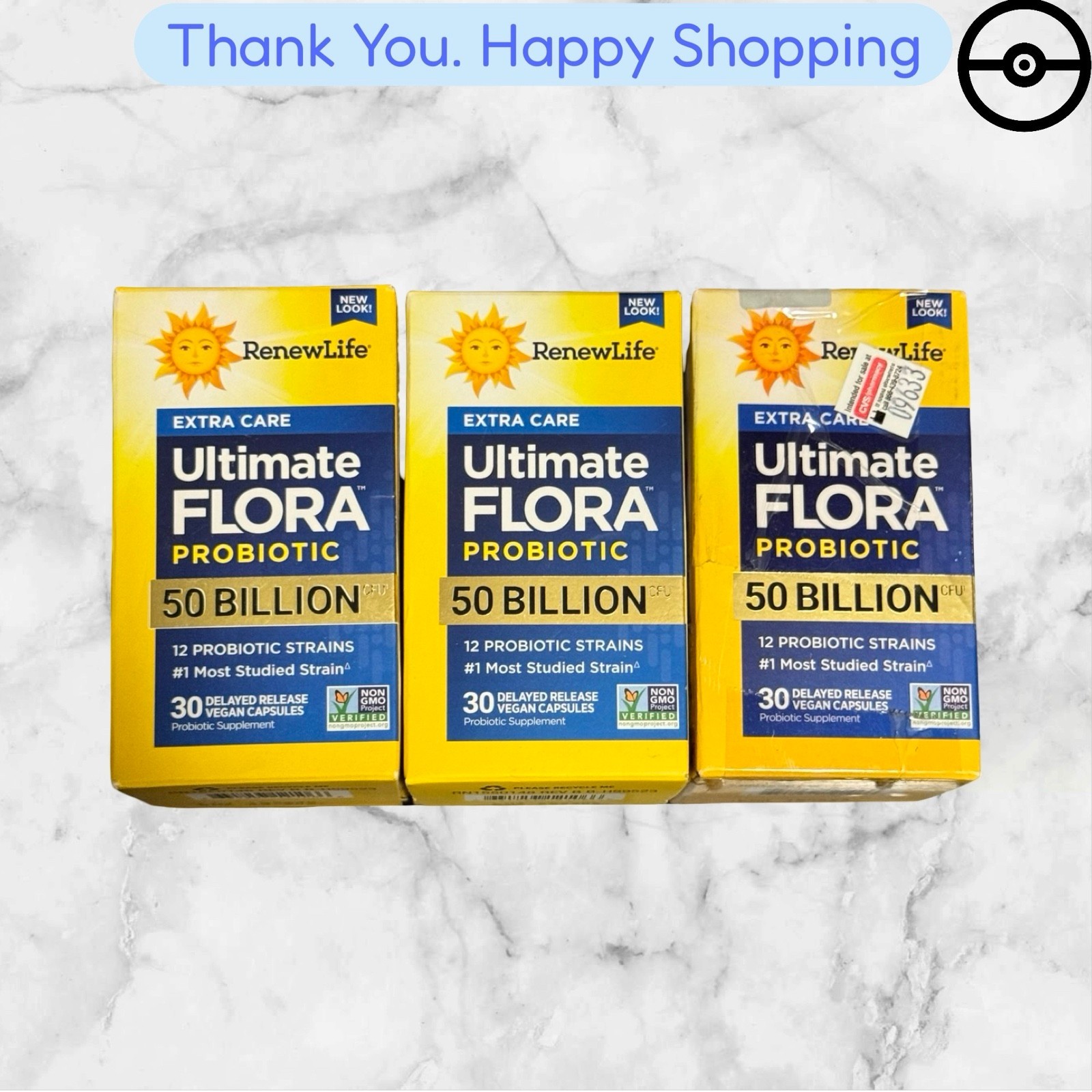 3X RENEWLIFE EXTRA CARE ULTIMATE FLORA PROBIOTIC 50 BILLION - 30 EACH EXP.12/26+