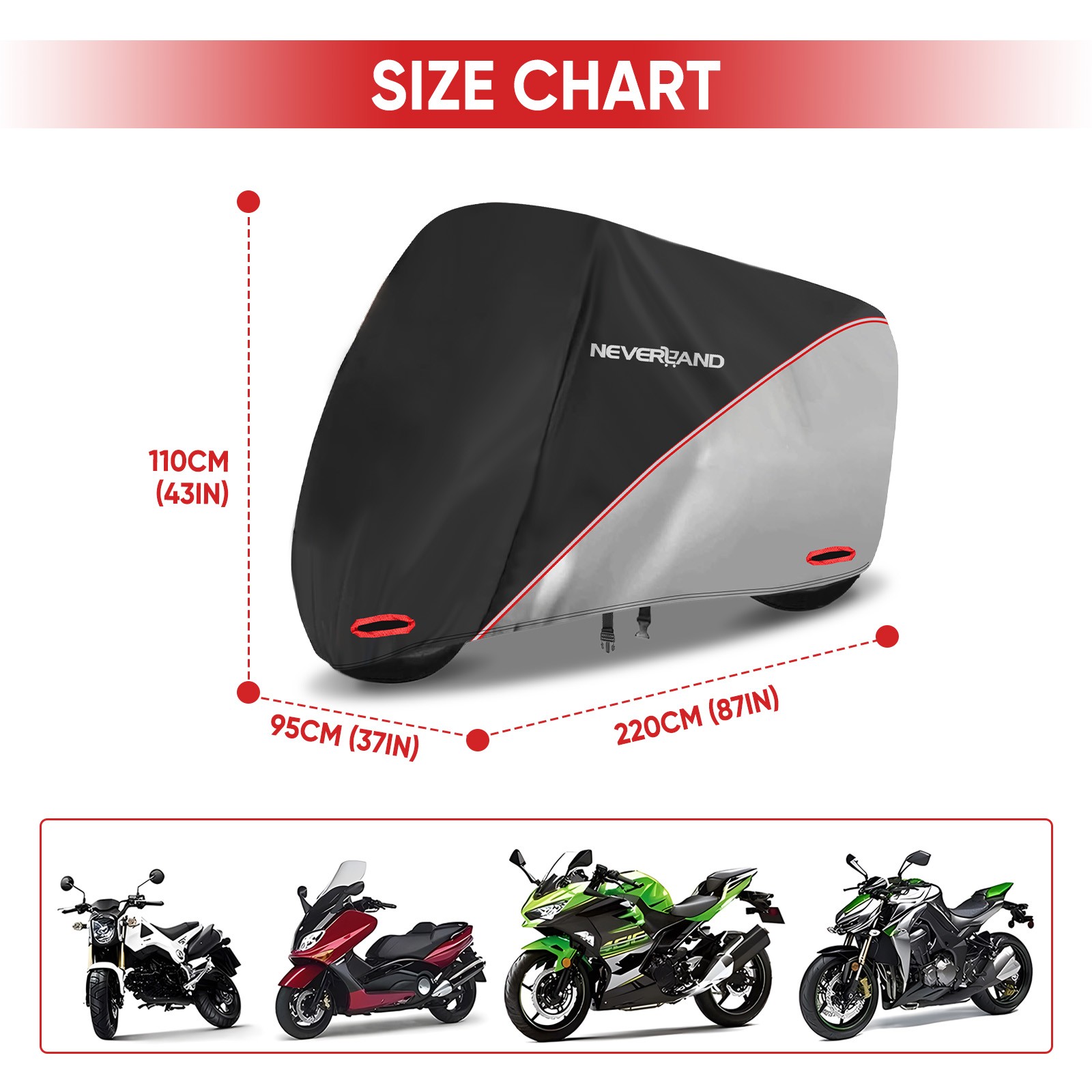 M-4XL Motorcycle Bike Cover Waterproof Outdoor Rain Dust Sun Scooter Protection