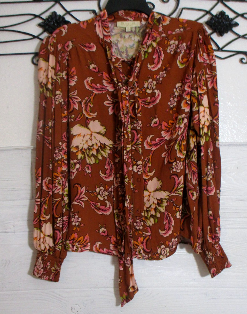 Anthropologie Farmers Market Top Women\'s Size L Multicolor Floral Long Sleeve