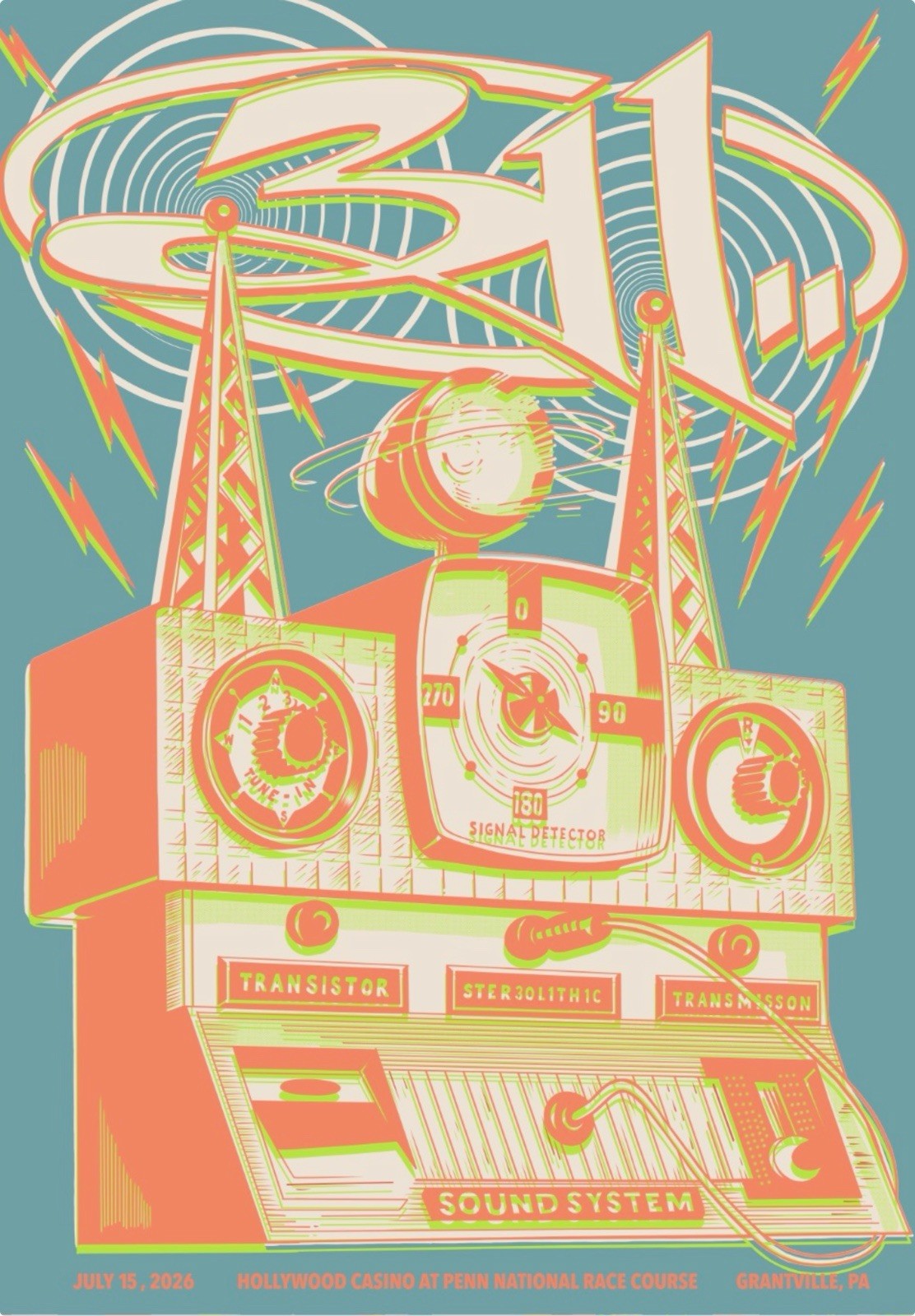 311 Official Concert Poster July 2026 Grantville, PA Brian Methe AP Signed