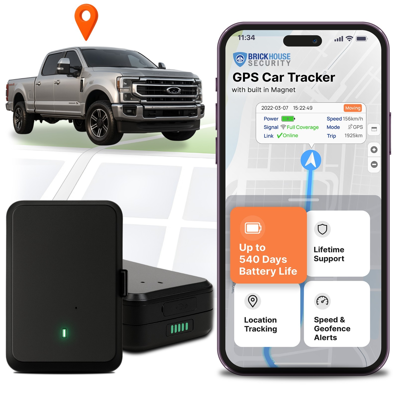 Brickhouse Security EON Odyssey 18 Month Long-Life GPS Tracker for Vehicles Brickhouse Security EON Odyssey 18 Month Long-Life GPS Tracker for Vehicles