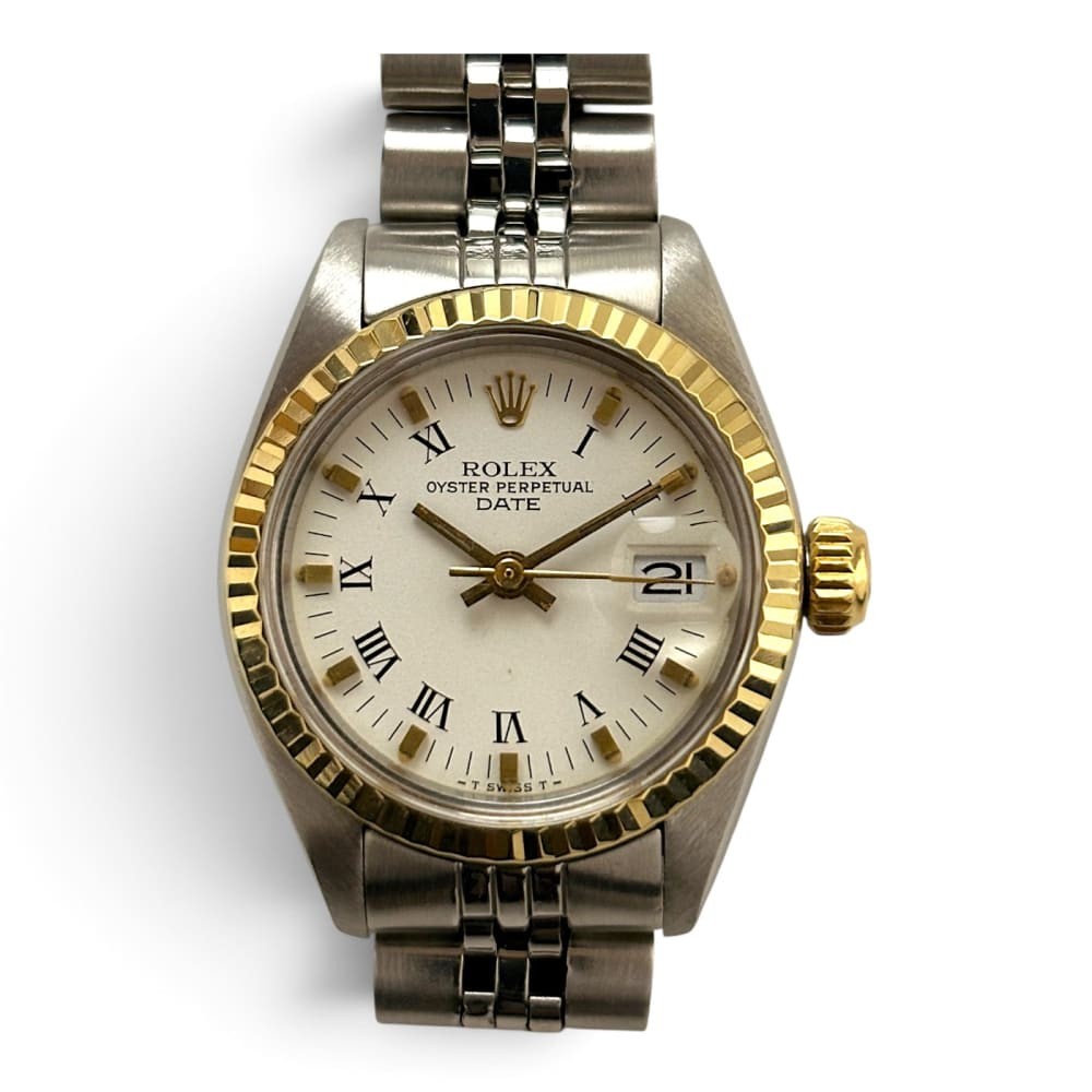 Rolex Ladies Date 26 mm Two Tone Jubilee White Roman Automatic Watch 6917 1979