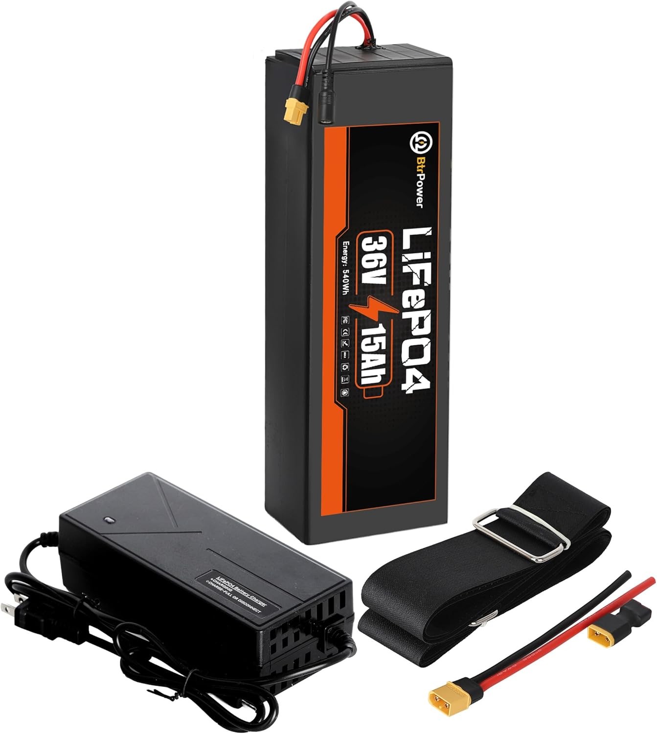 BtrPower 36V 15Ah 18Ah Battery Pack LiF_ePo4 Battery for 750W Motor 30A BMS