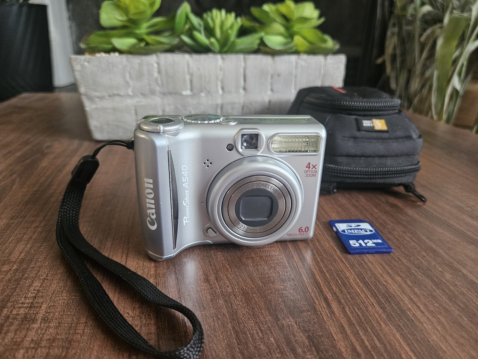 Canon Digital Camera PowerShot A540 6.0MP Silver Tested With SD card & Case