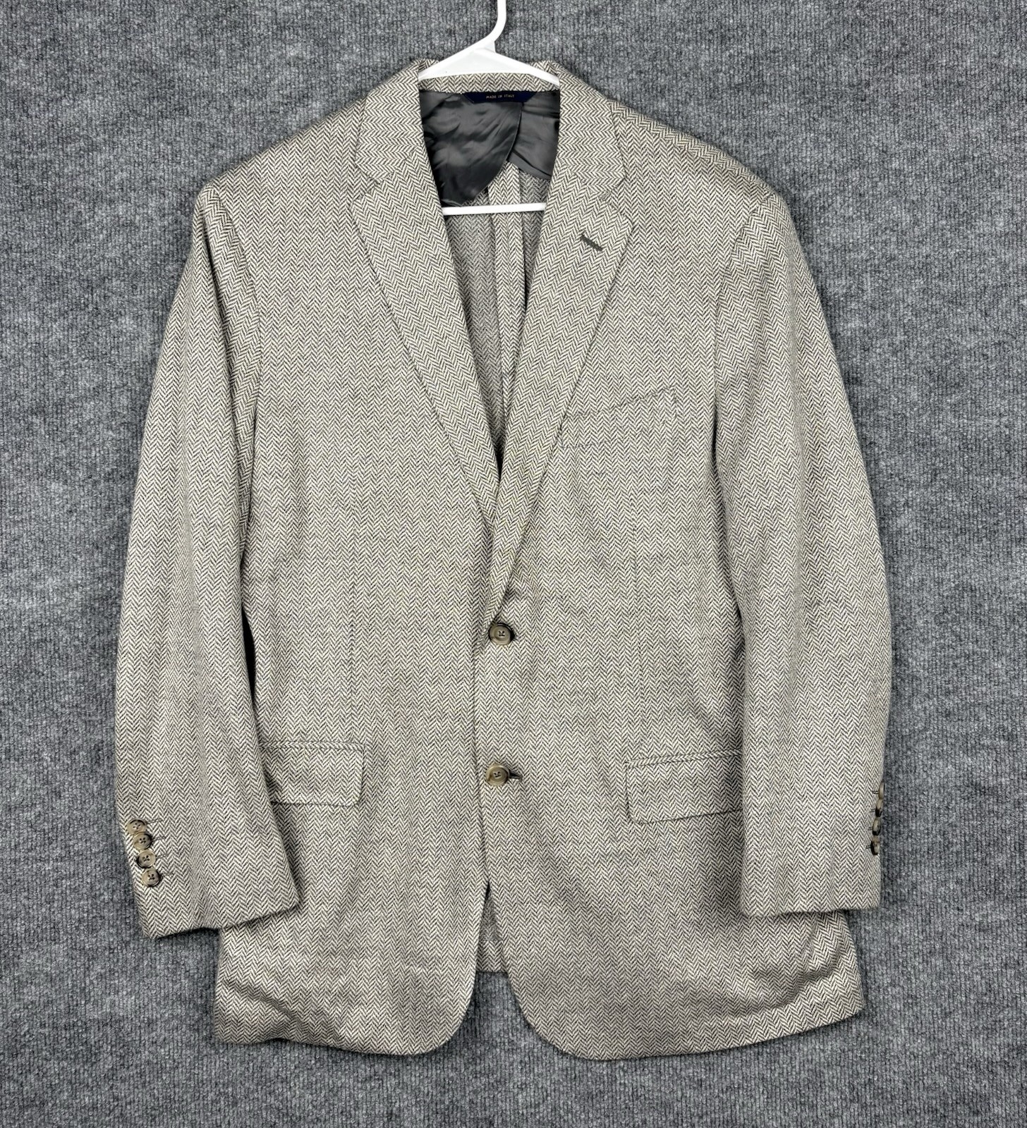 Brooks Brothers 1818 Milano 44R Dondi Jersey Linen Cotton Herringbone Blazer