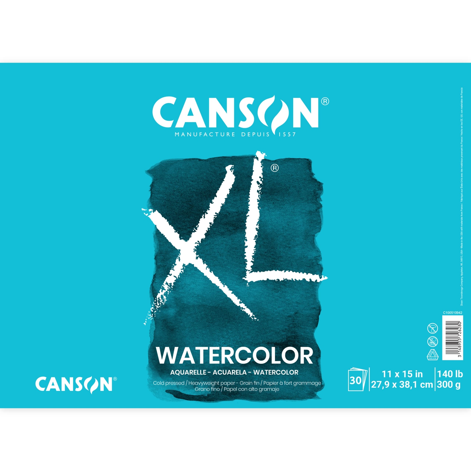Canson XL Heavyweight Cold Press Watercolor Paper 11x15 Sheets 140lb 300gsm Canson XL Heavyweight Cold Press Watercolor Paper 11x15 Sheets 140lb 300gsm