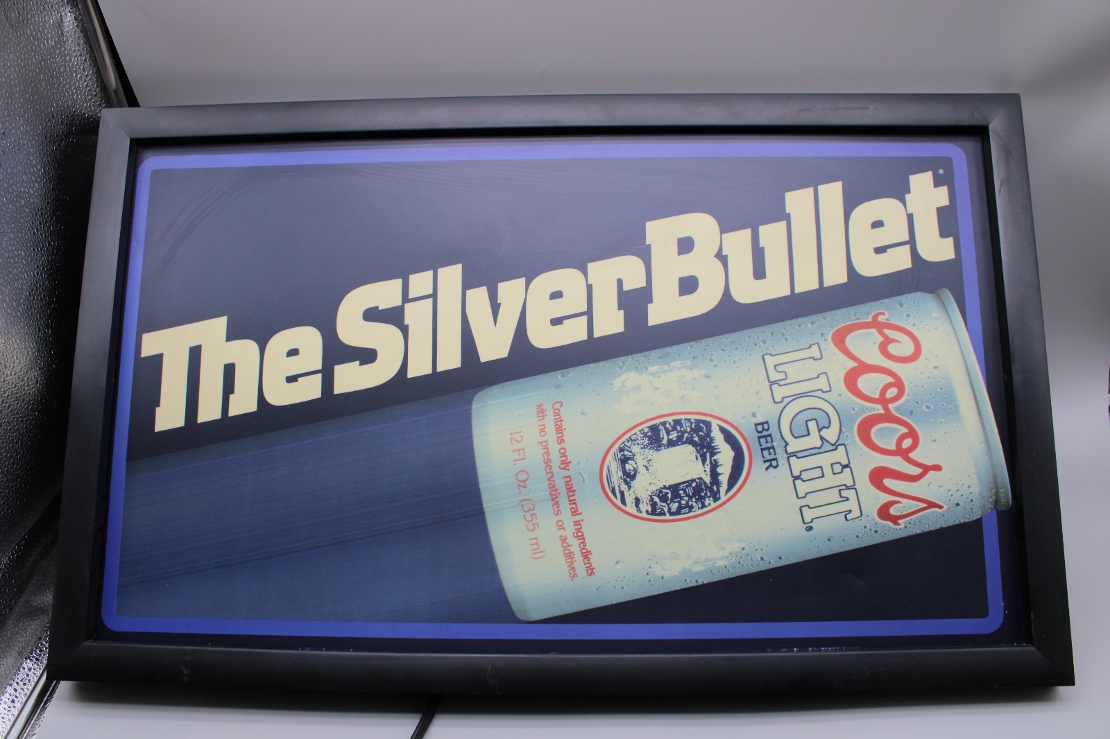 Vintage (1992) Coors Light Silver Bullet Bar Sign - Tested and Works.