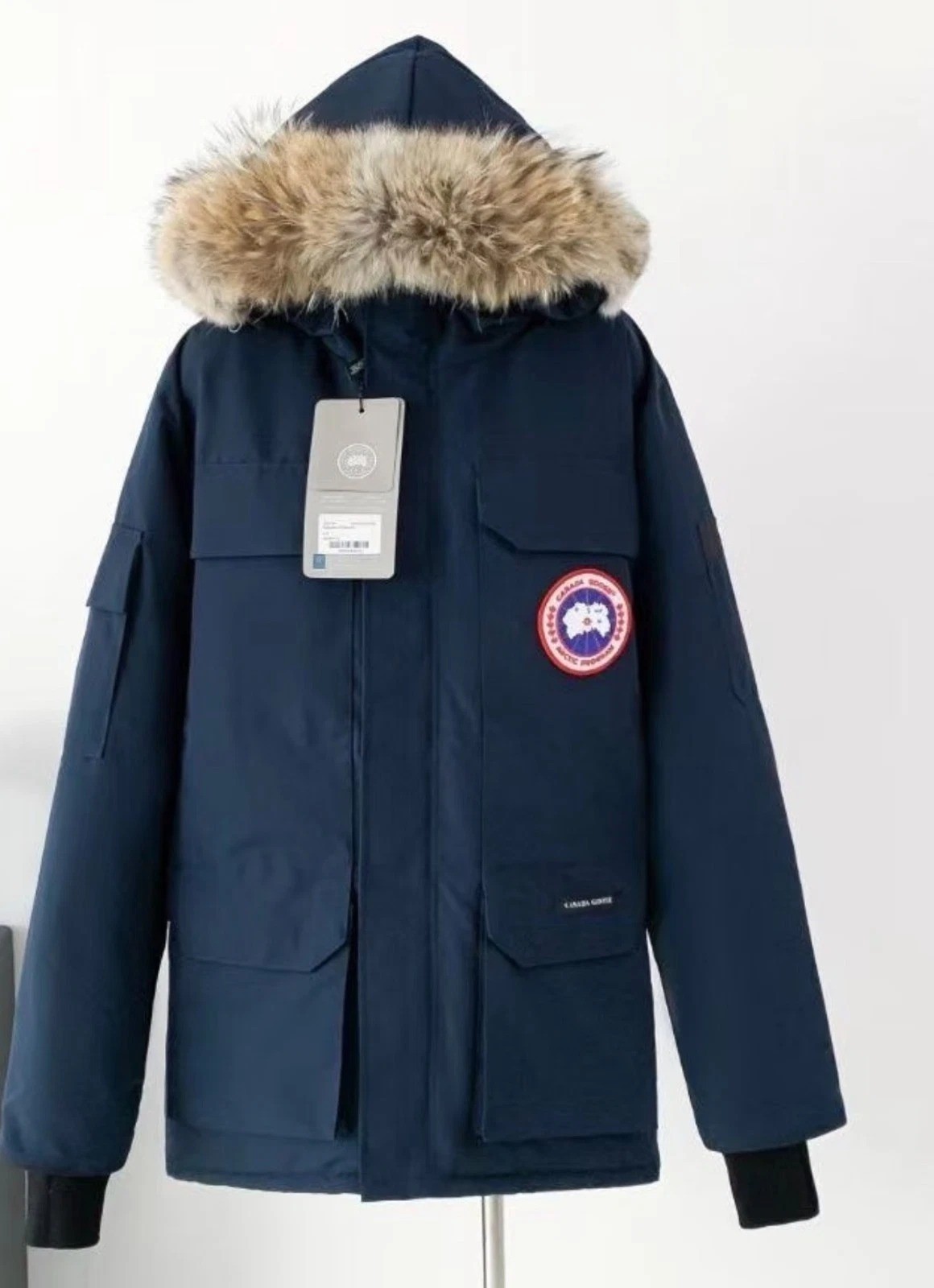 Canada Goose Expedition Parka 08 Deep Navy Duck Down Fur Hood Men's Coat