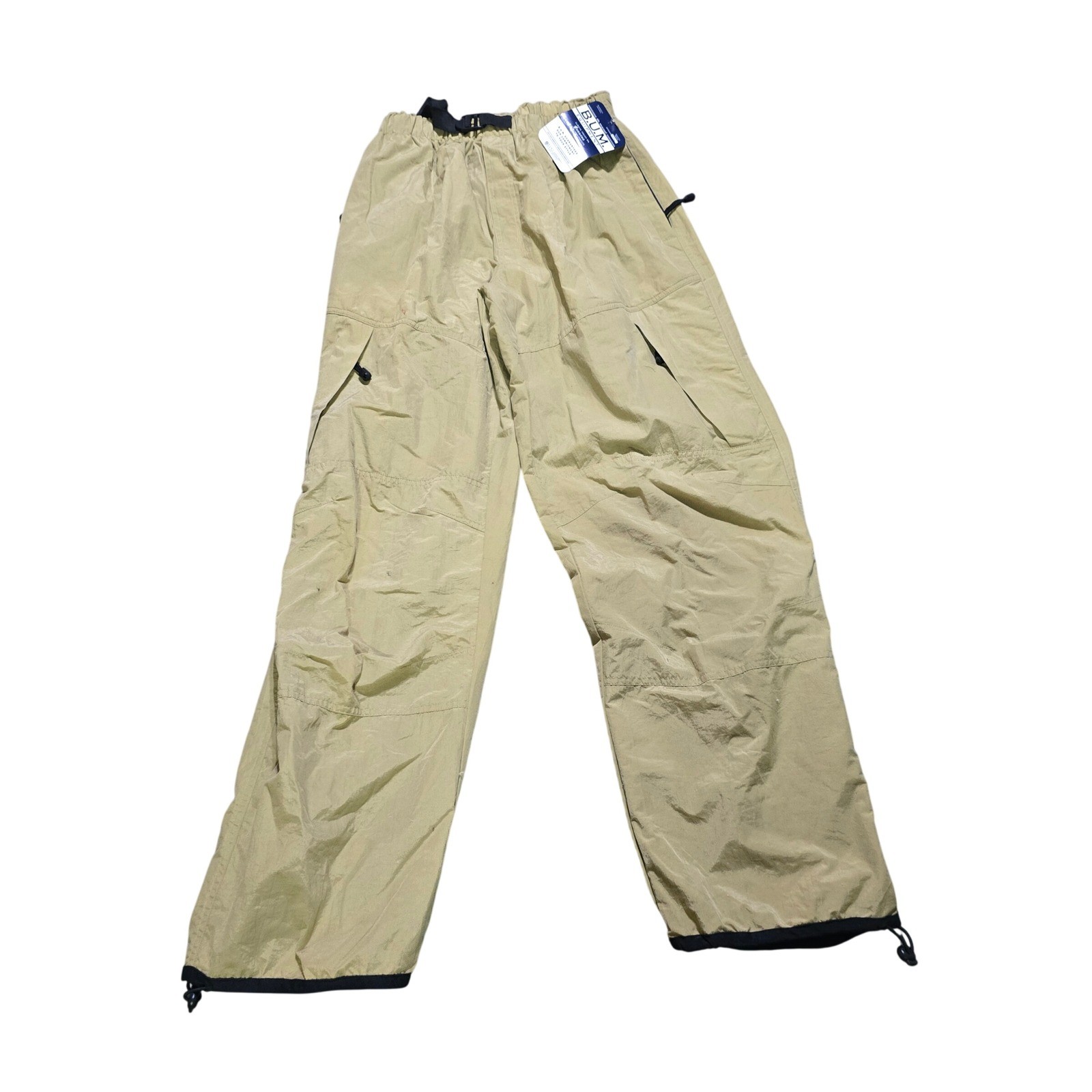 vintage B.U.M. Equipment Cargo Pants Mens medium Khaki Nylon Mesh Lined