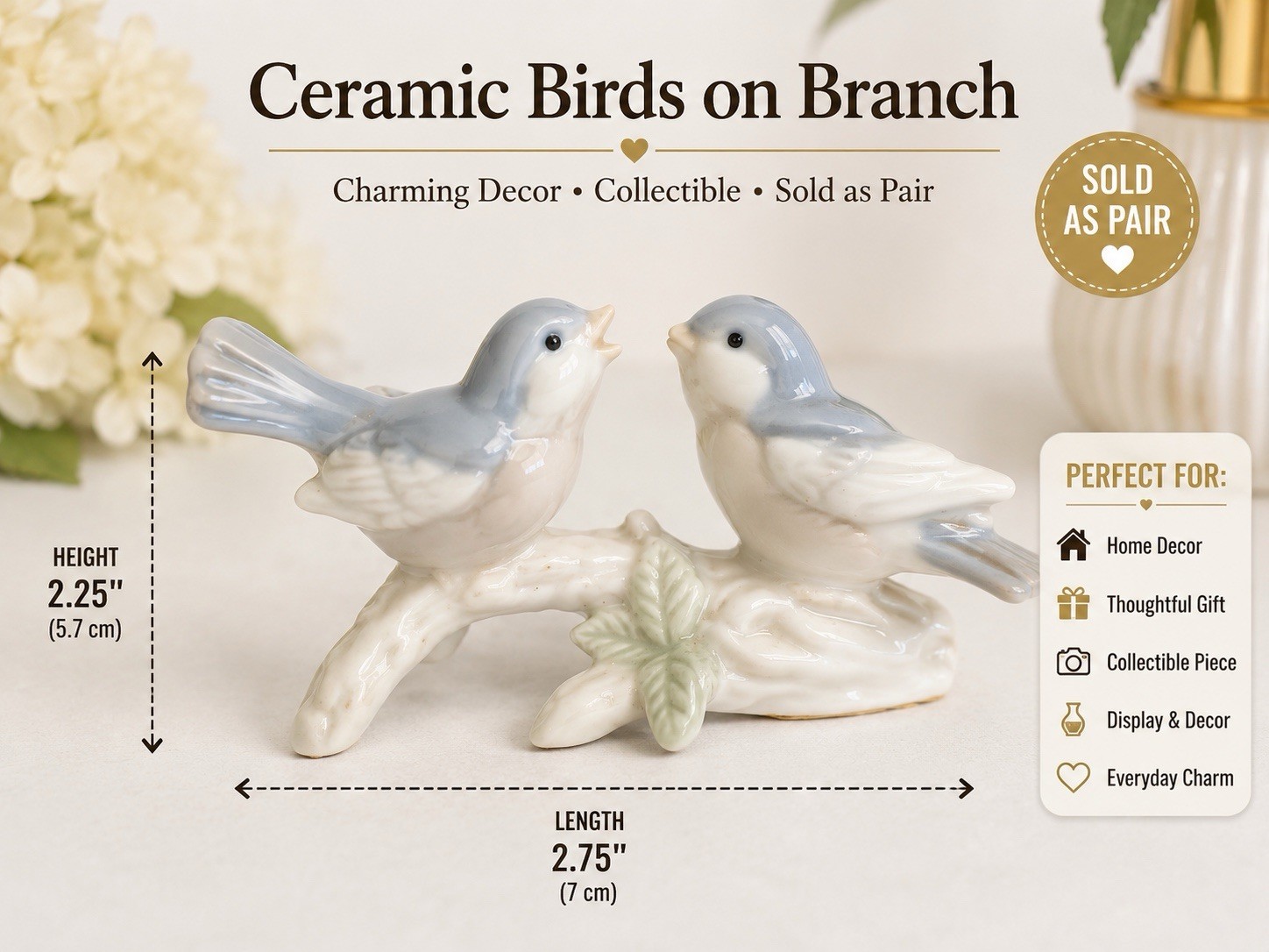 VTG Otagiri OMC Japan Two Blue Birds on a Branch Porcelain Figurine