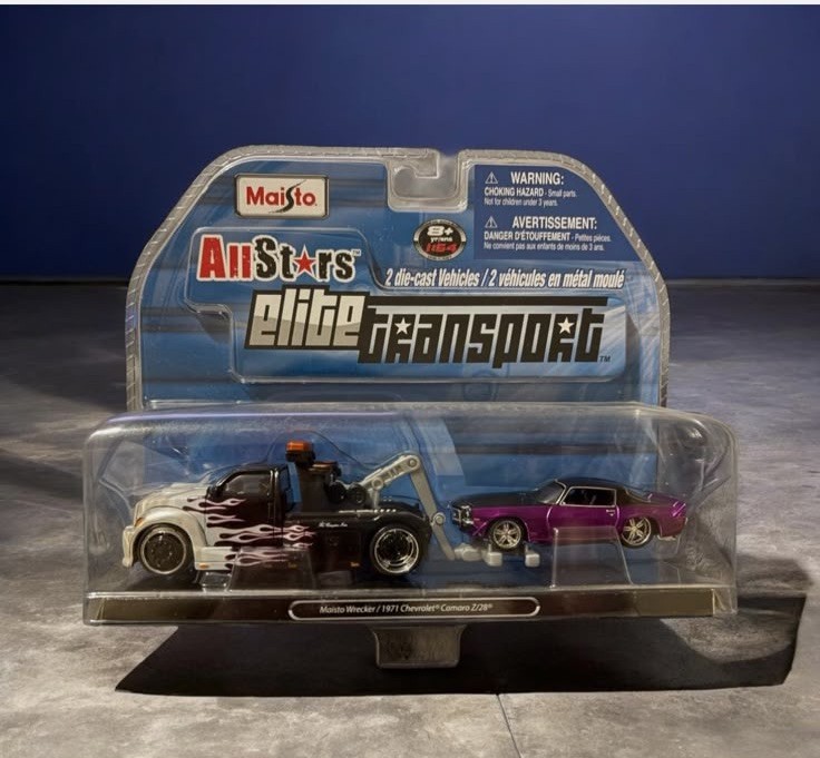 MAISTO ALL STARS ELITE TRANSPORT Wrecker 1971 Chevrolet Camaro Z/28 Purple New MAISTO ALL STARS ELITE TRANSPORT Wrecker 1971 Chevrolet Camaro Z/28 Purple New