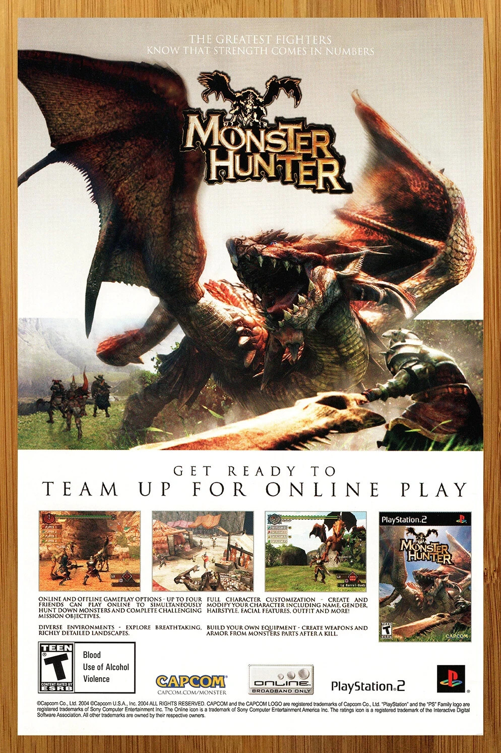 2004 Monster Hunter PS2 Playstation 2 Vintage Print Ad Official 13x19 Poster 2004 Monster Hunter PS2 Playstation 2 Vintage Print Ad Official 13x19 Poster