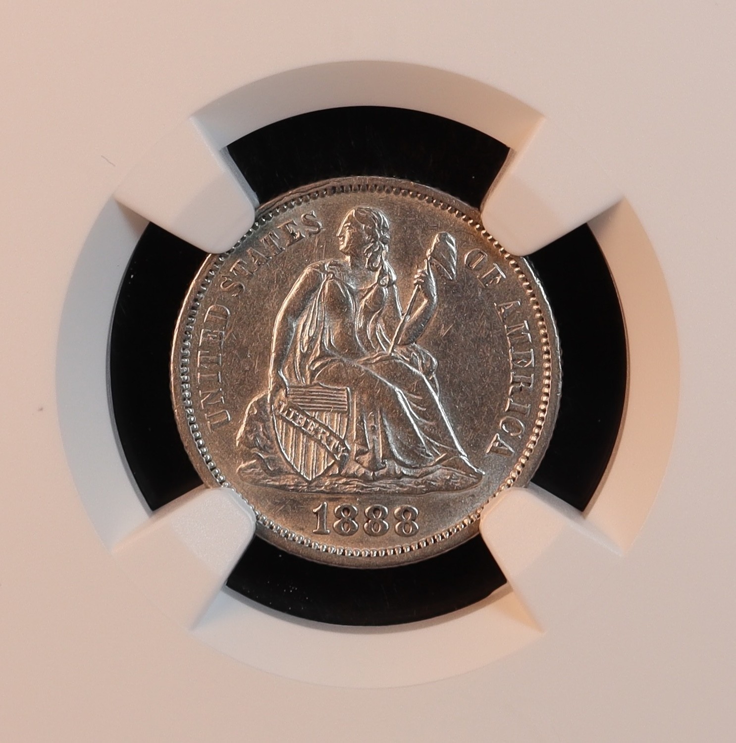 1888-P Seated Liberty Silver Dime - NGC AU55 Attractive Choice AU Nice Strike.