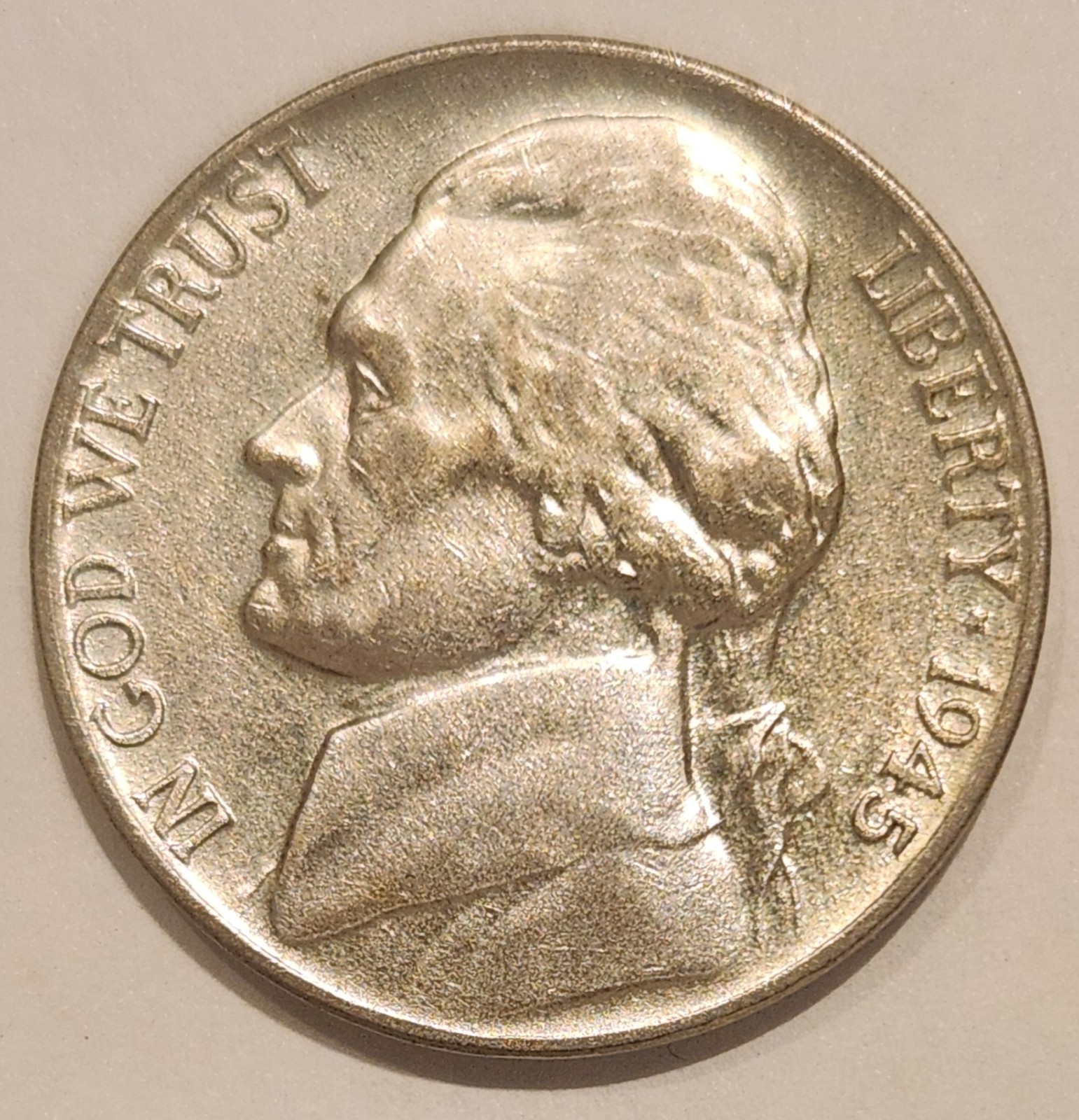 1945-P Jefferson Nickel Choice Coin, (AU to Uncirculated)