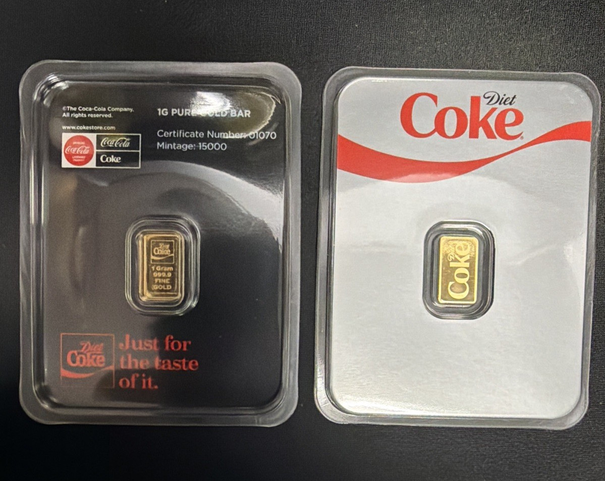 PAMP Diet Coke 1 Gram Gold Bar Coca-Cola Limited To Only 15k Minted 1g Sold Out PAMP Diet Coke 1 Gram Gold Bar Coca-Cola Limited To Only 15k Minted 1g Sold Out