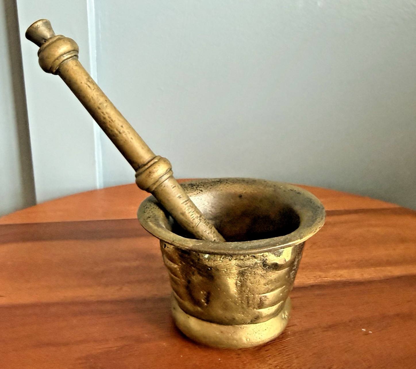 Antique European Bronze Apothecary Mortar & Pestle 17th Century Style 3lb