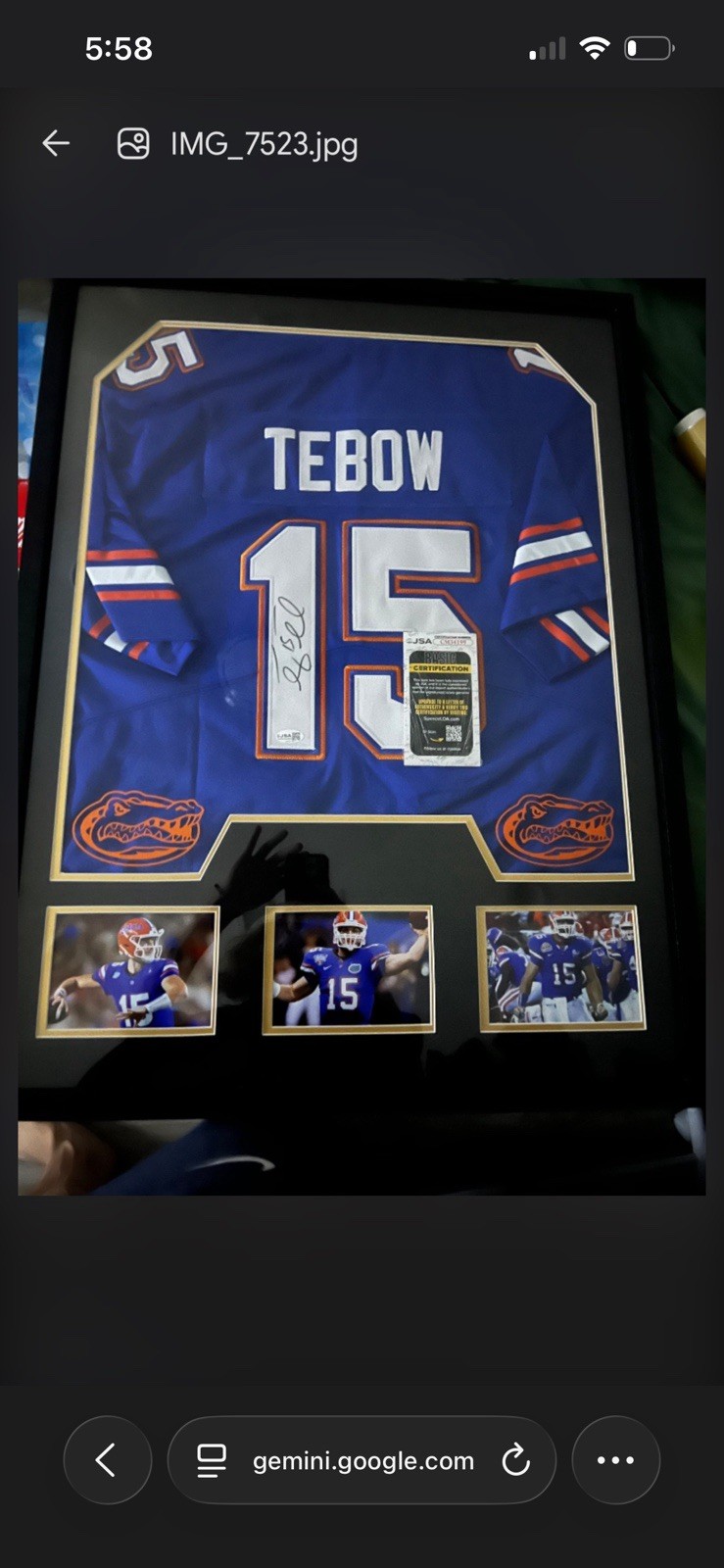 Jordan Tim Tebow Home Florida Gators Jersey Signed Jsa Coa Custom Framed