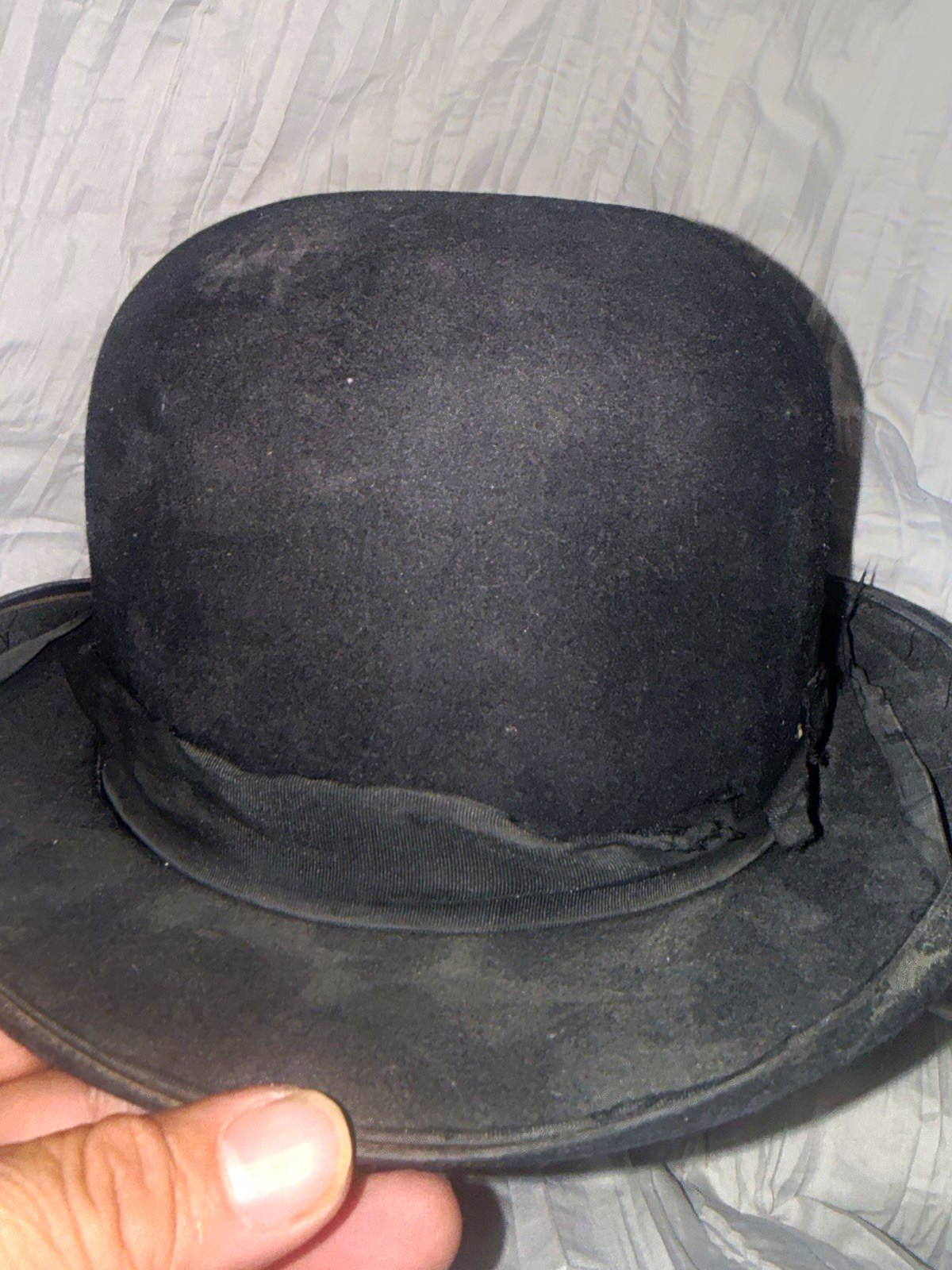 Antique Dunn & Co Black Bowler Hat Size 7 Fitted Formal Occasion Lined Interior