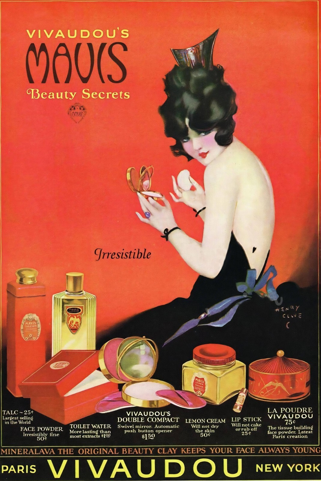 Woman with Heart Tattoo - Vivaudou's MAVIS Perfume 1923 Ad - 5 x 7 inch Photo