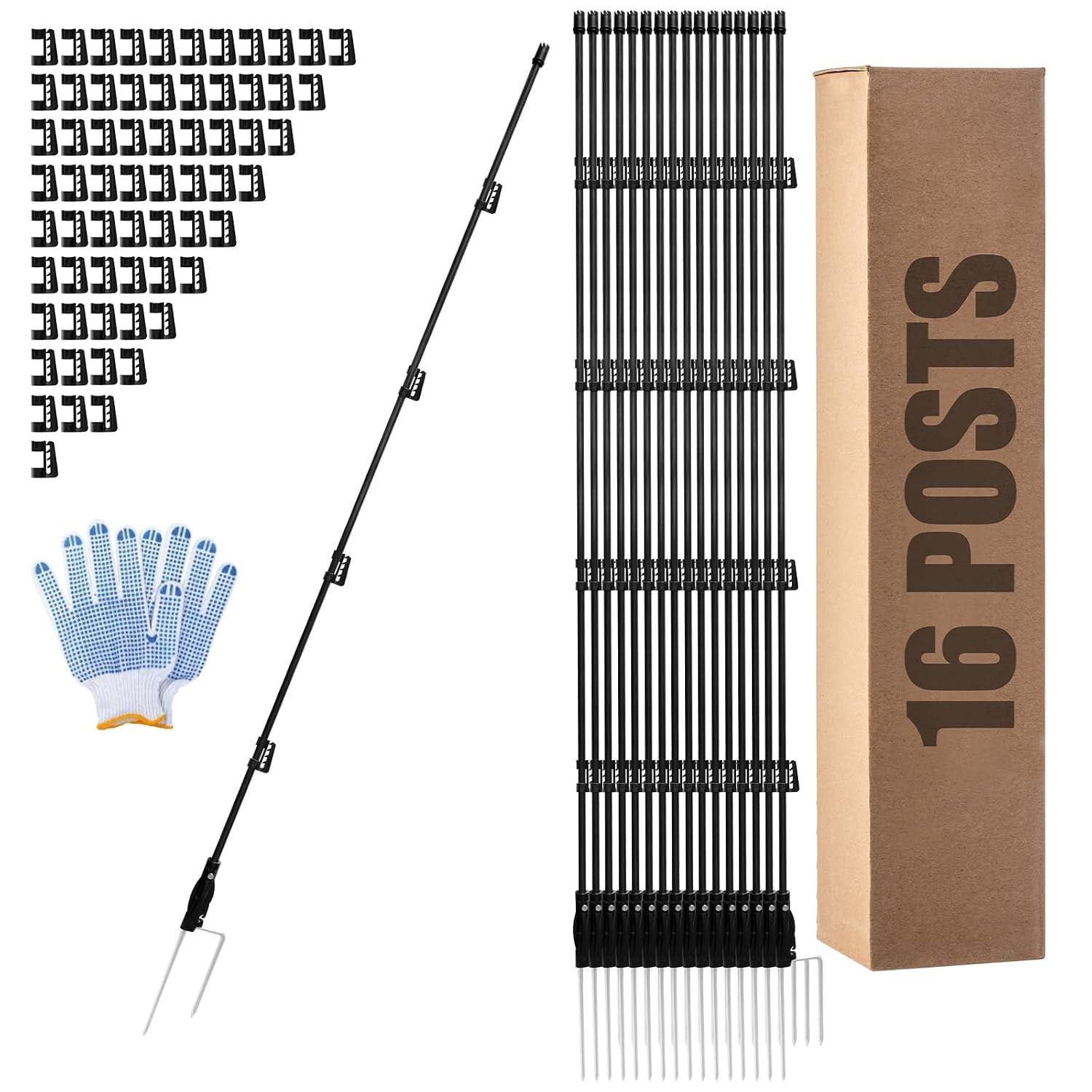 57 Inch / 4.8 Ft Fiberglass Electric Fence Posts 16 Pack with Double Spikes & 57 Inch / 4.8 Ft Fiberglass Electric Fence Posts 16 Pack with Double Spikes &