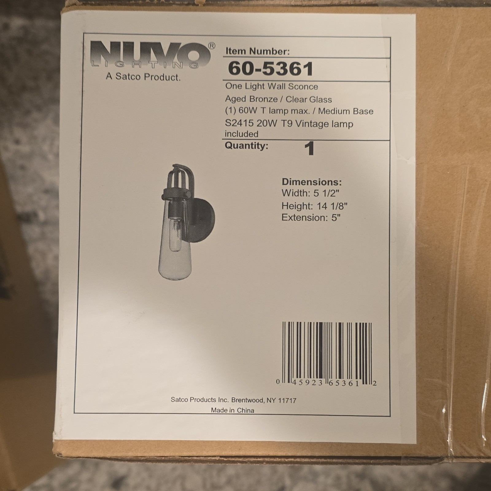 2 Nuvo Lighting Wall Sconce Aged Bronze Clear Glass 60W Indoor MPN 60-5361