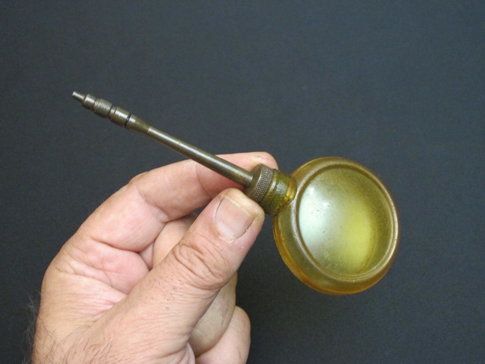 Unusual Small Vtg Transparent Thump Pump Oil Can/Oiler Antique/Rare Tool Unusual Small Vtg Transparent Thump Pump Oil Can/Oiler Antique/Rare Tool