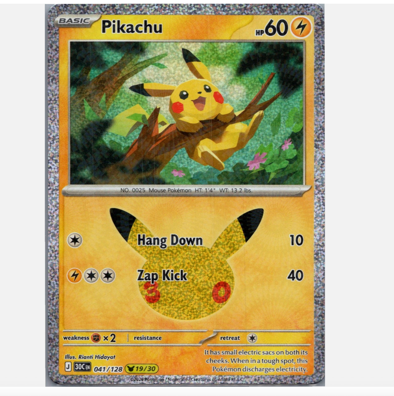 Pikachu Holo NM Pokemon Card 30th Celebration Complete the set Pokemon