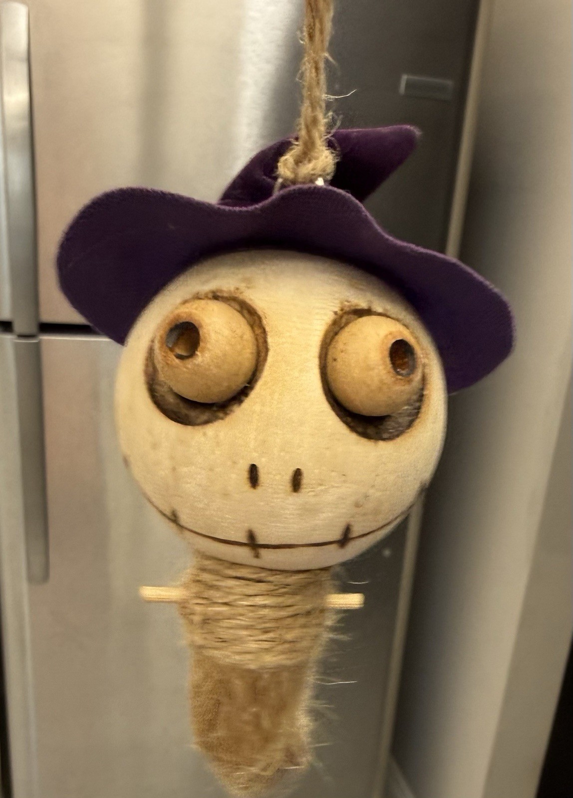 Vintage Pier 1 Imports Crazy Heads Halloween Witch Wooden Ornament Rare