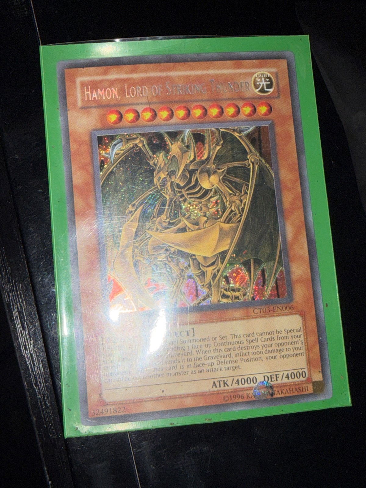 Yu-Gi-Oh, Mint SecretRare Limited edition Hamon, Lord of Striking Thunder 1996 Yu-Gi-Oh, Mint SecretRare Limited edition Hamon, Lord of Striking Thunder 1996