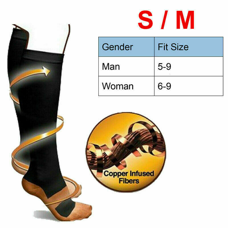 3/6 Pairs Copper Compression Socks 20-30mmHg Graduated Support Pain Relif Socks