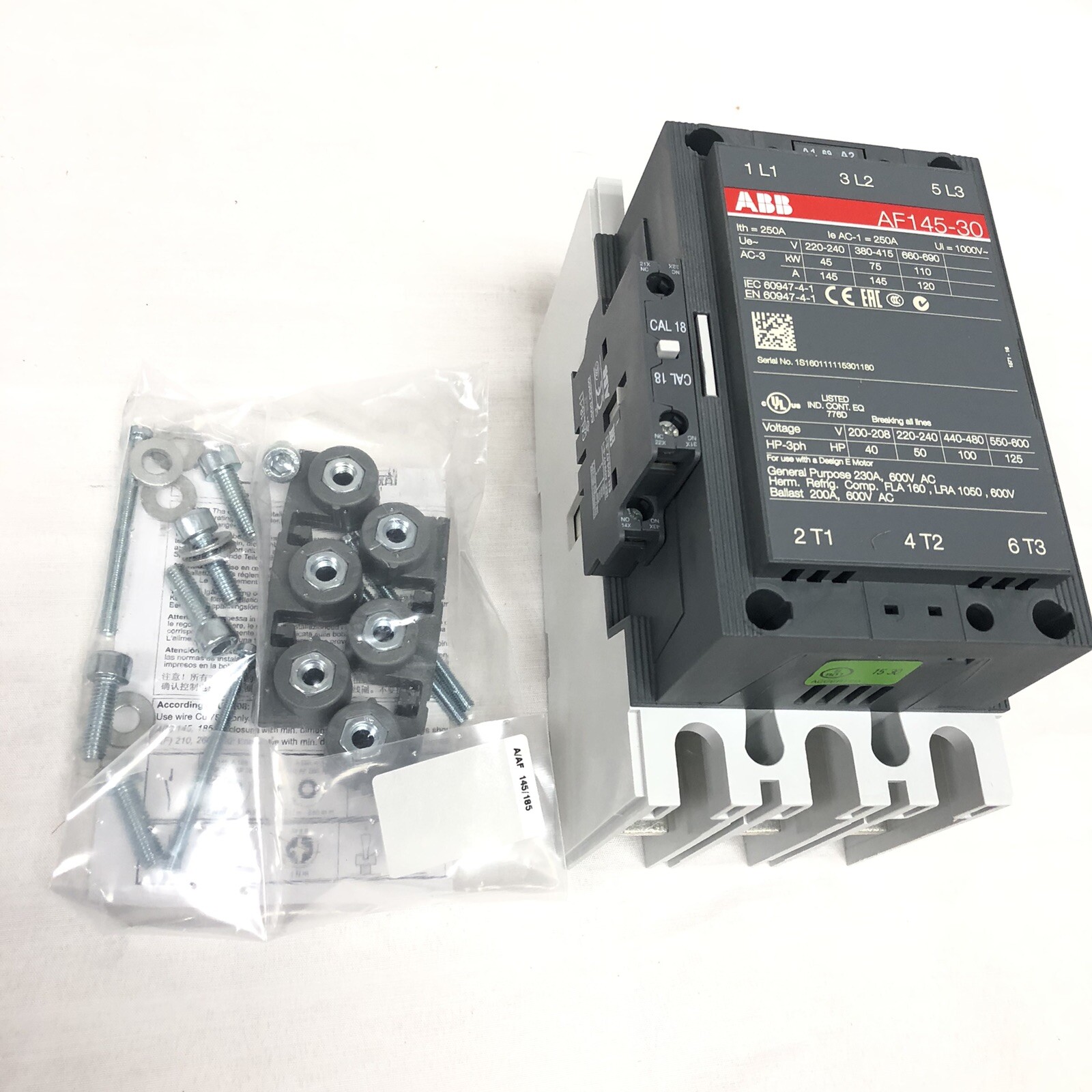 ABB DC Contactor Mounting Kit AF145-30-11-69 New Open Box 48-130V 50/60Hz 