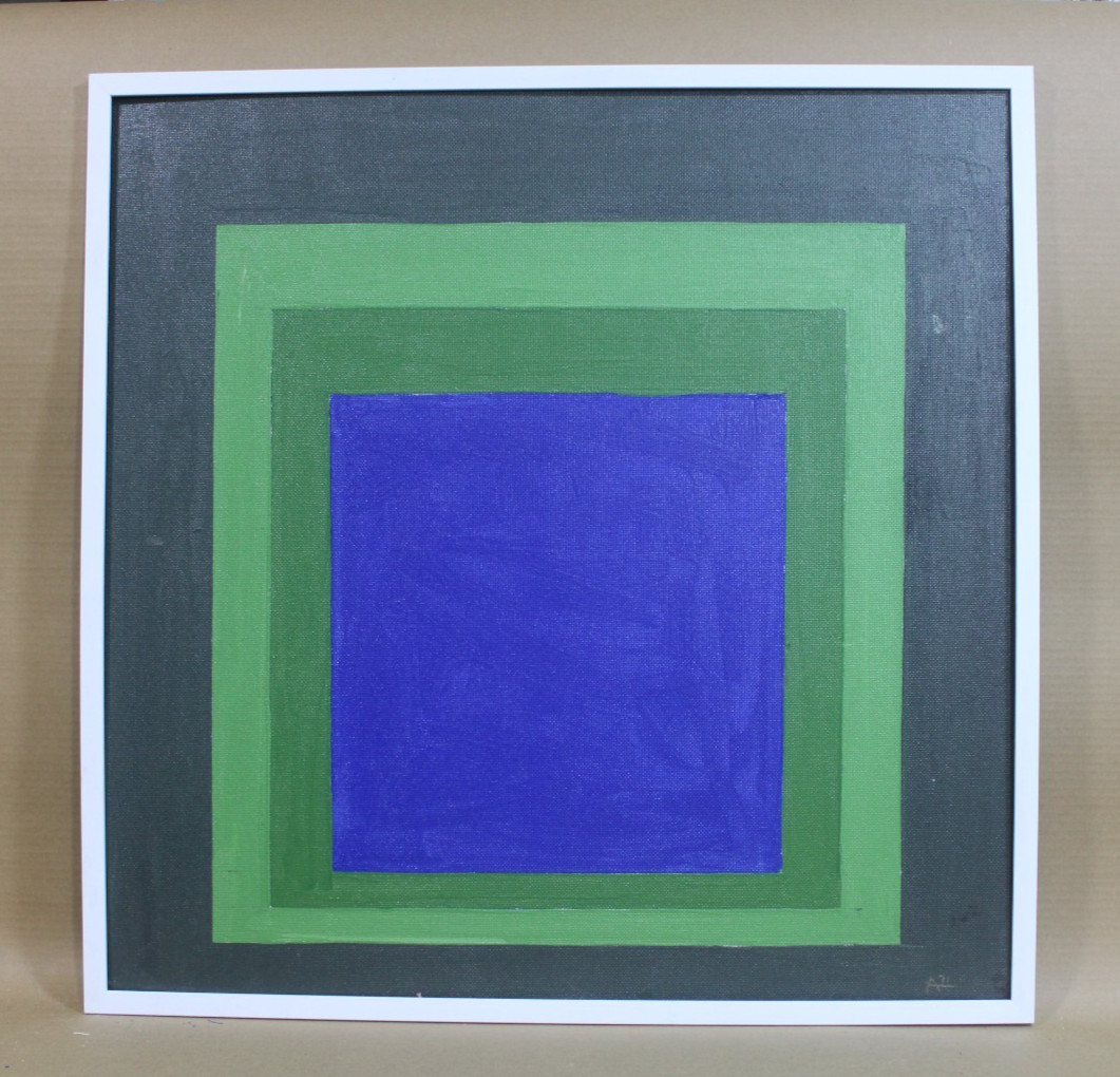 Josef Albers Oil on Masonite – Signed 1971, Good Condition, Framed VERY NICE Josef Albers Oil on Masonite – Signed 1971, Good Condition, Framed VERY NICE