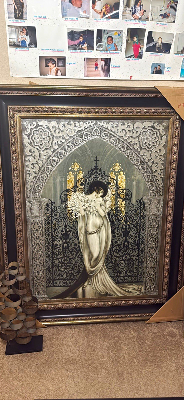 Large Framed Woman in White Gown & Chandelier Handmade Oil Painting 5x4 ft Large Framed Woman in White Gown & Chandelier Handmade Oil Painting 5x4 ft