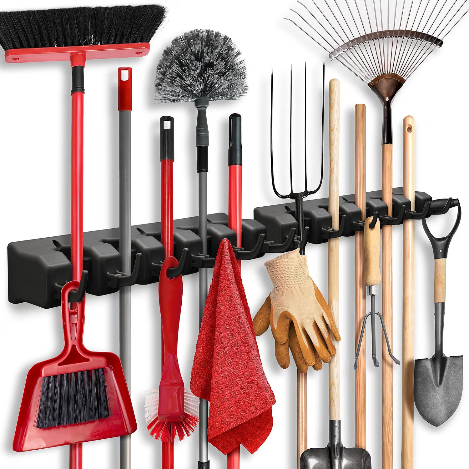 Home it - 2 Pack Mop and Broom Holder Wall Mount Heavy Duty 5 Slots 4 Hooks Home it - 2 Pack Mop and Broom Holder Wall Mount Heavy Duty 5 Slots 4 Hooks