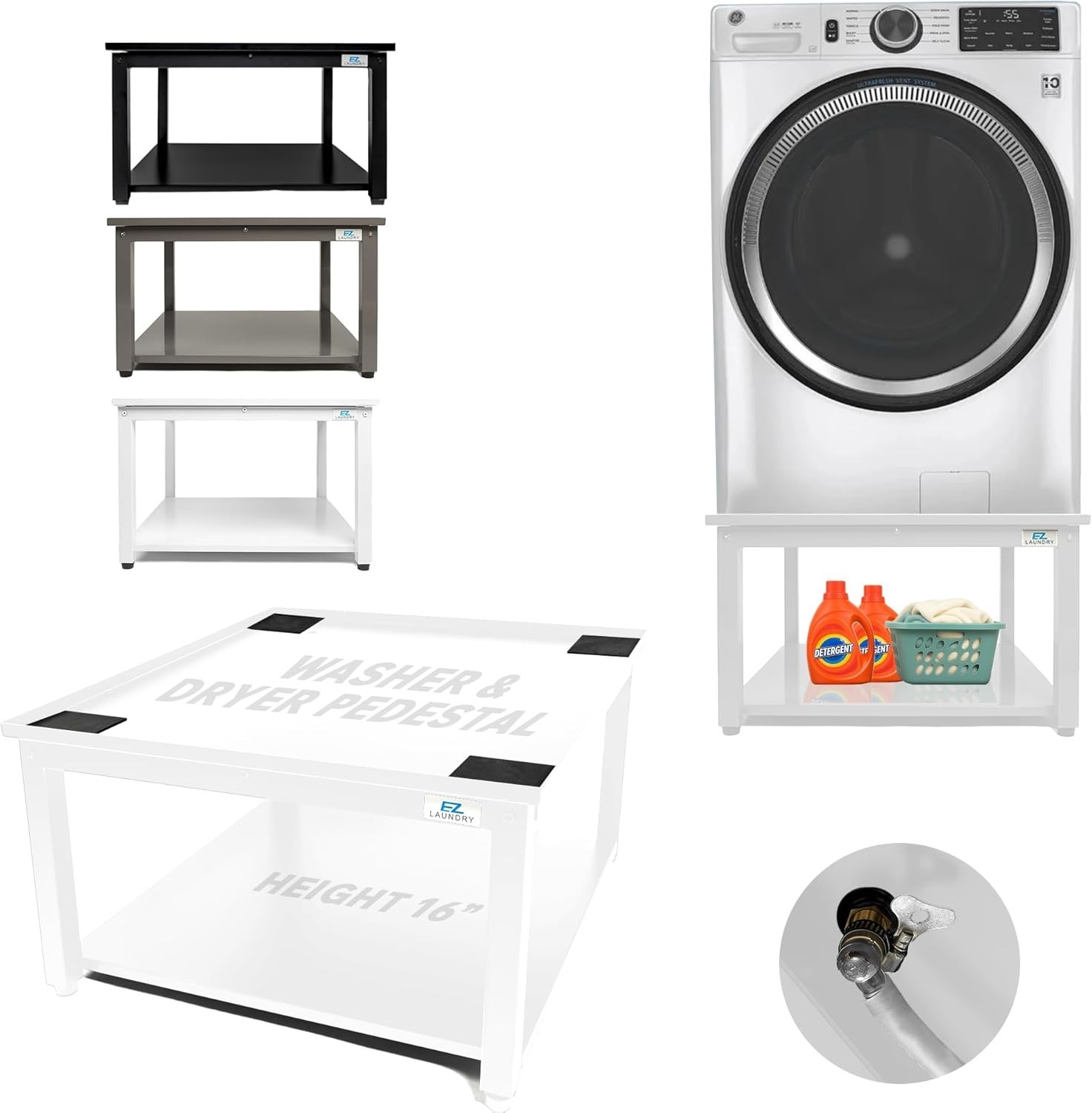 EZ Laundry Universal White Pedestal 27” Wide for LG Samsung GE Washer And Dryers