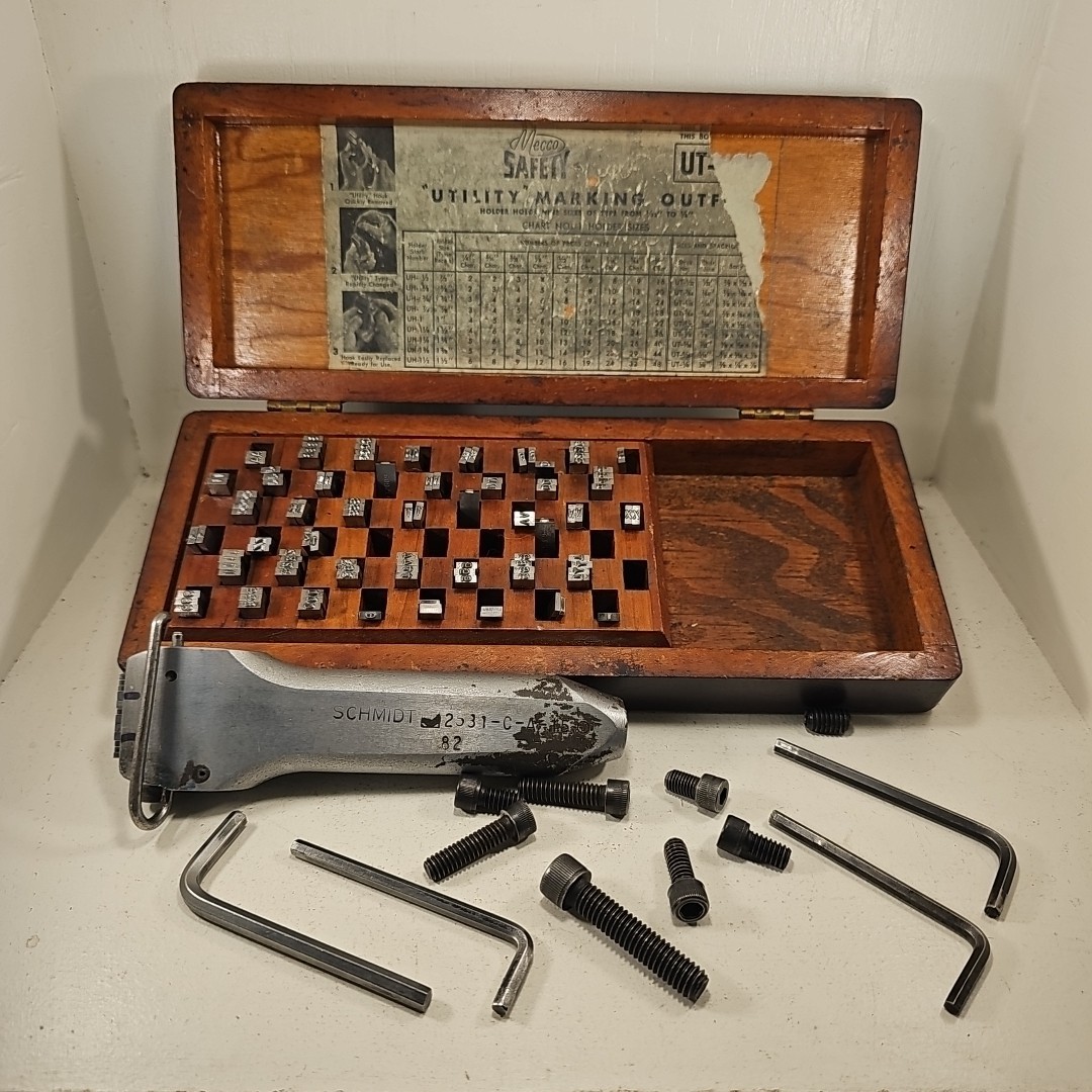 Vintage Schmidt Steel Stamps Letters Stencils 121 Letters Mecco Safety 