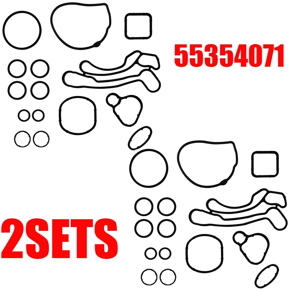 2x Engine Oil Cooler Gaskets Seals Kit For Chevrolet Cruze Aveo Sonic 1.8L 1.6L
