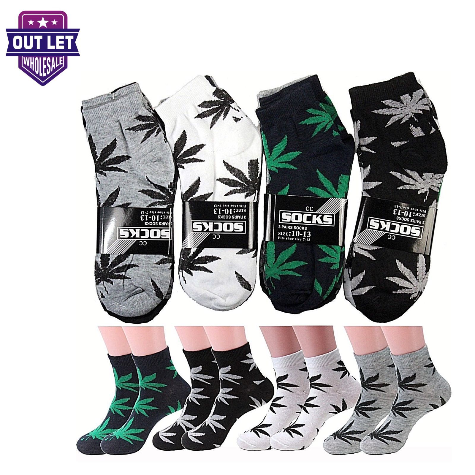 12 Pairs Mens Womens Weed Leaf Marijuana Low Cut Socks Casual Cotton 9-11, 10-13 12 Pairs Mens Womens Weed Leaf Marijuana Low Cut Socks Casual Cotton 9-11, 10-13