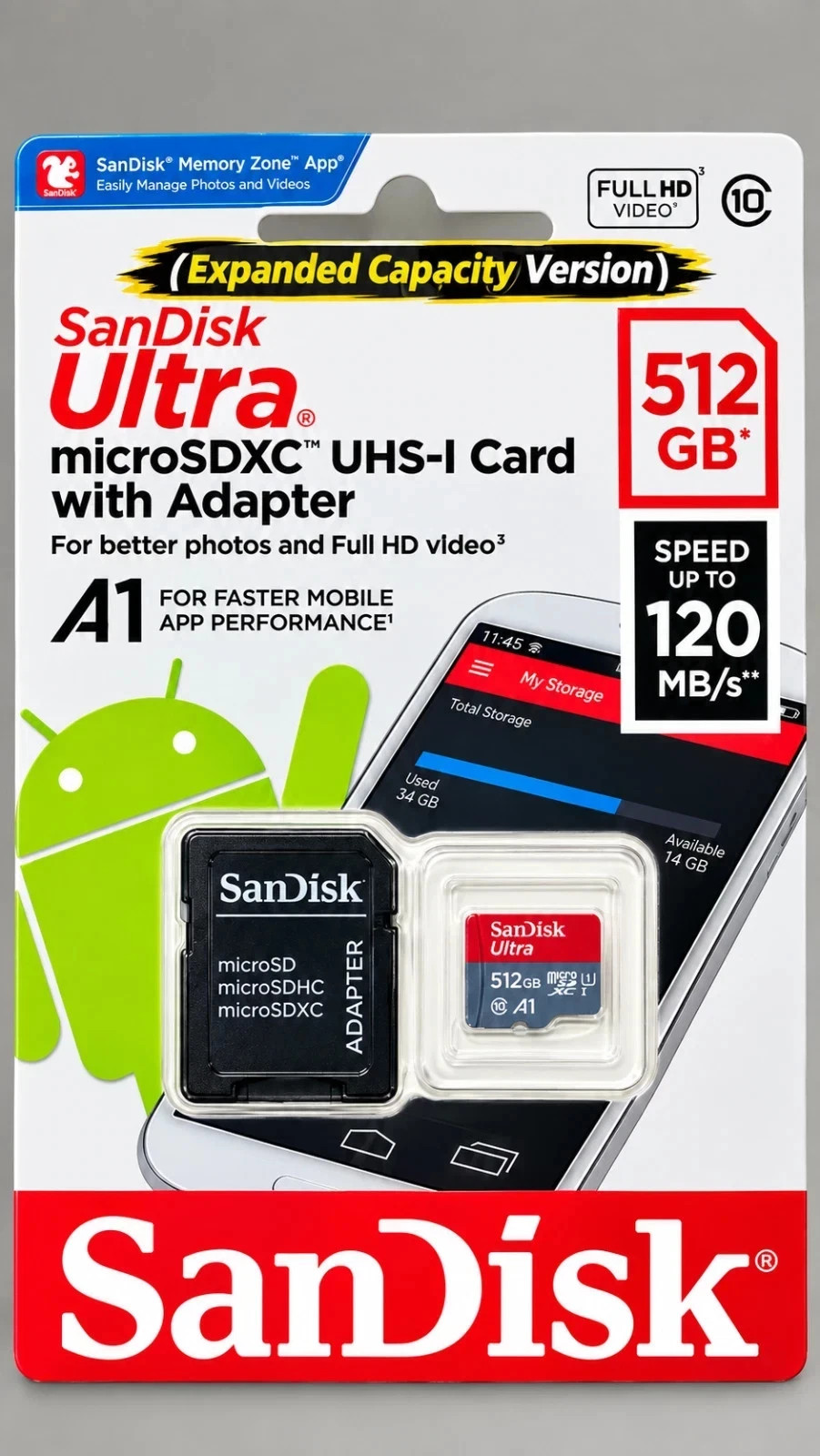 SanDisk Ultra 512GB Micro SDXC C10 A1 120MB/s Card (Expanded Capacity Version) SanDisk Ultra 512GB Micro SDXC C10 A1 120MB/s Card (Expanded Capacity Version)