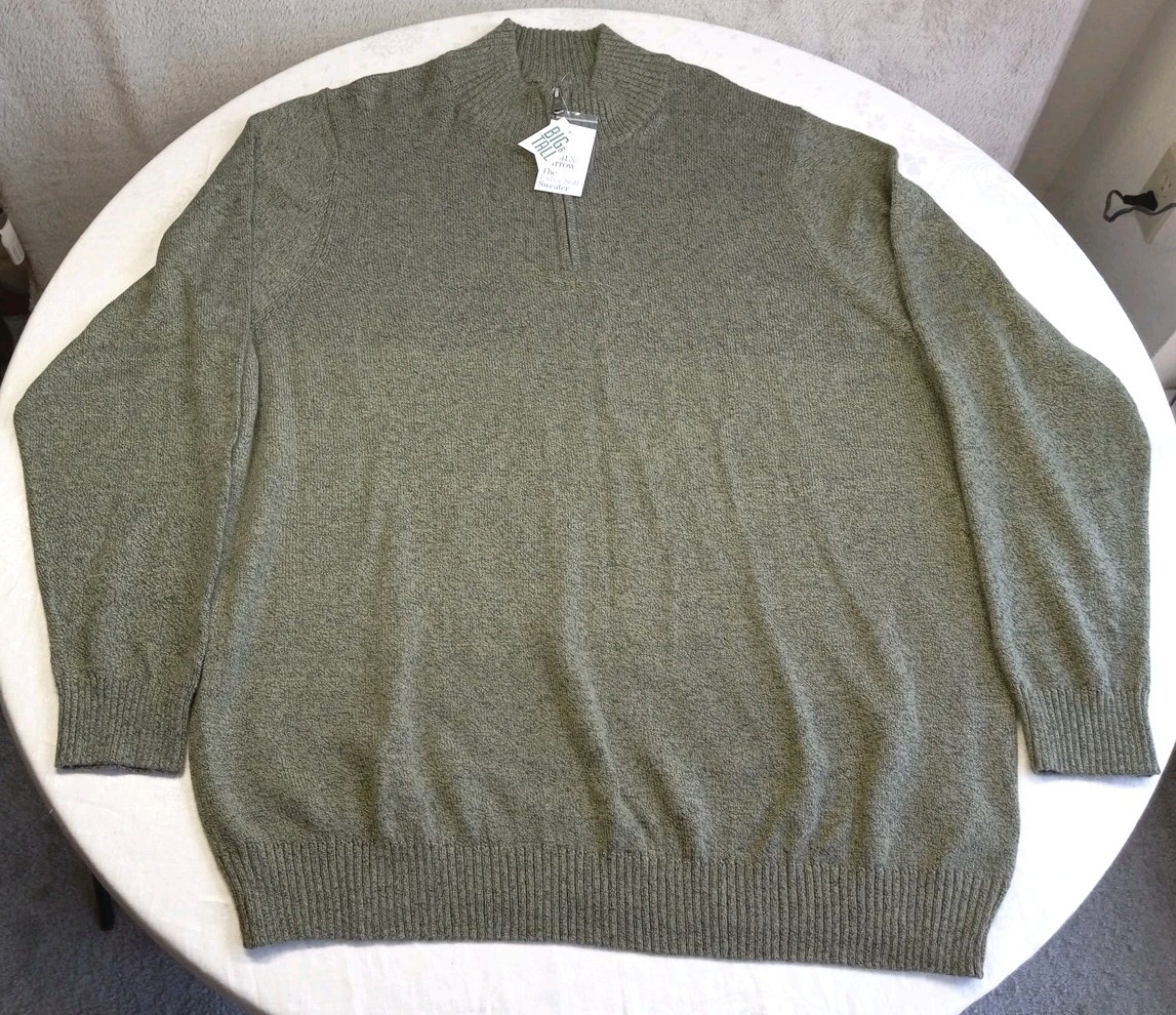 Croft & Barrow Men\'s Sweater Zip Neck Green Knit Lightweight Long Sleeve 3XLT Croft & Barrow Men\'s Sweater Zip Neck Green Knit Lightweight Long Sleeve 3XLT