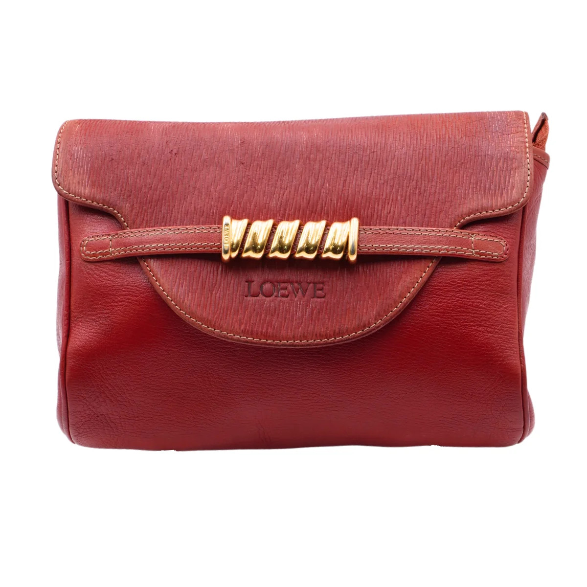 Loewe Vintage Embossed Red Clutch Size Única