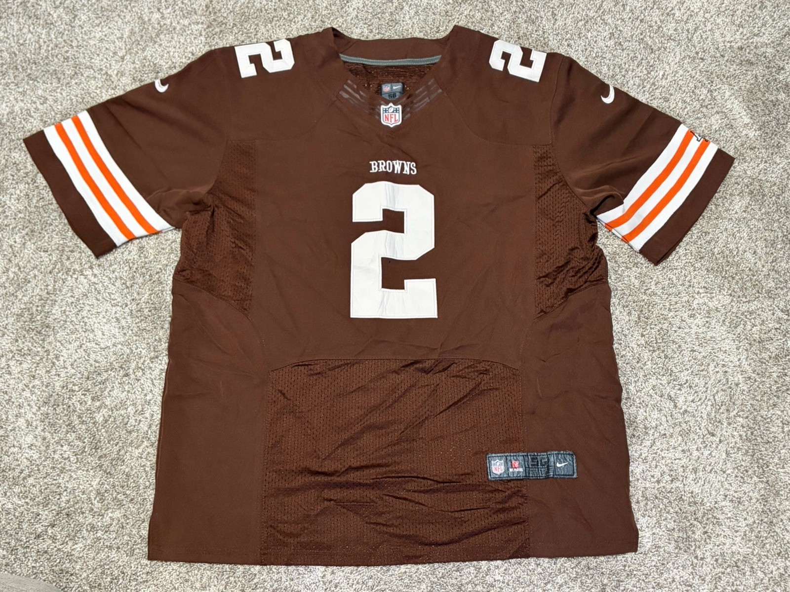 Nike Cleveland BROWNS Johnny MANZIEL #2 On Field NFL Sz 56 Jersey 2XL / 3XL
