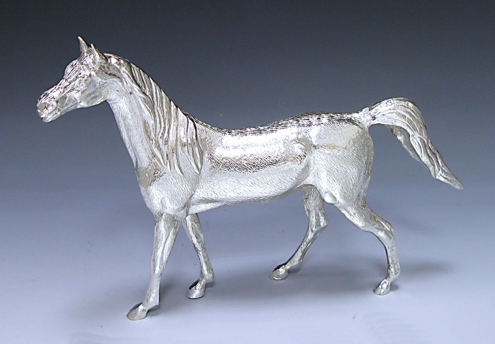 Incredible Rare Antique Silver Plate Model Of A Horse